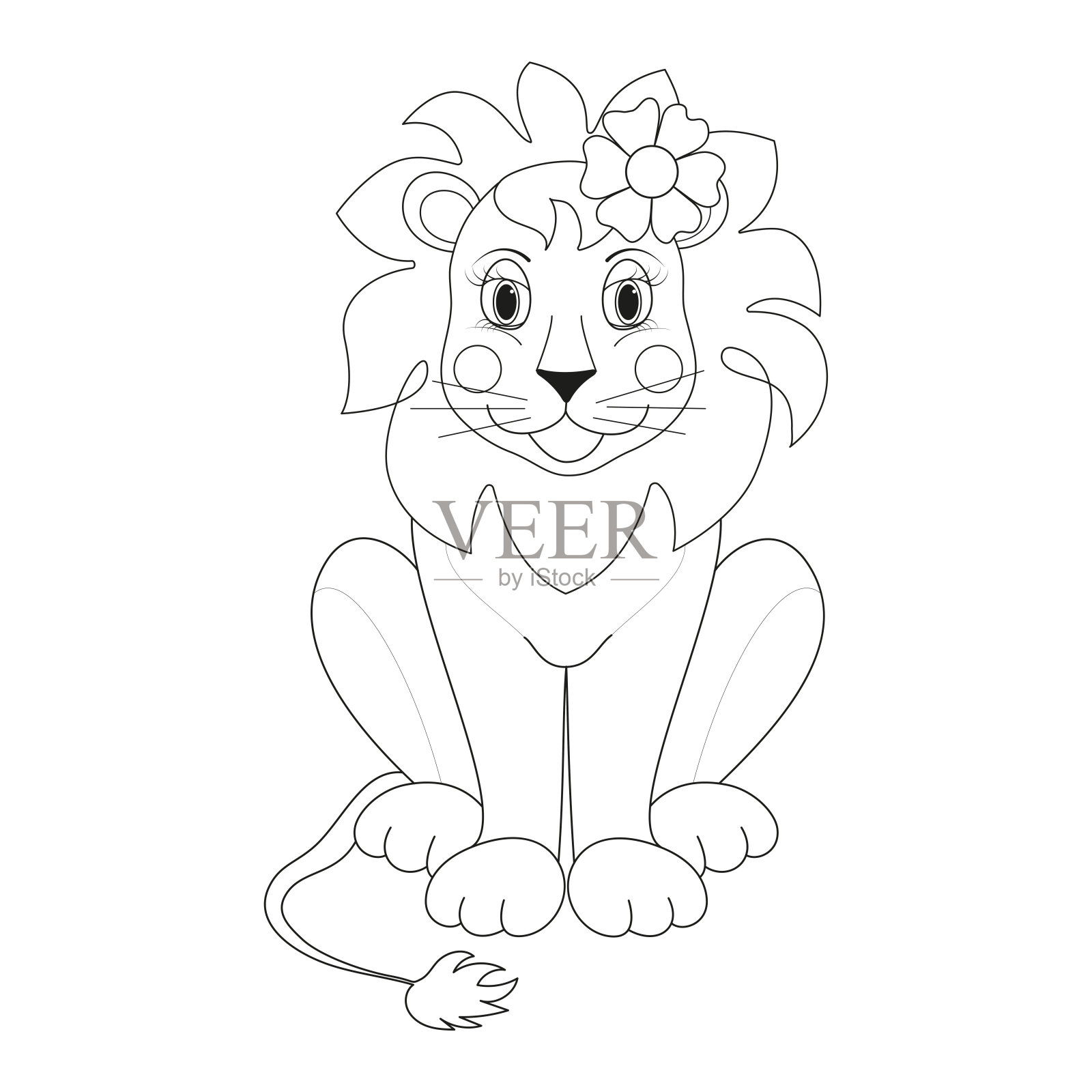 狮子向量。儿童涂色书。插画图片素材