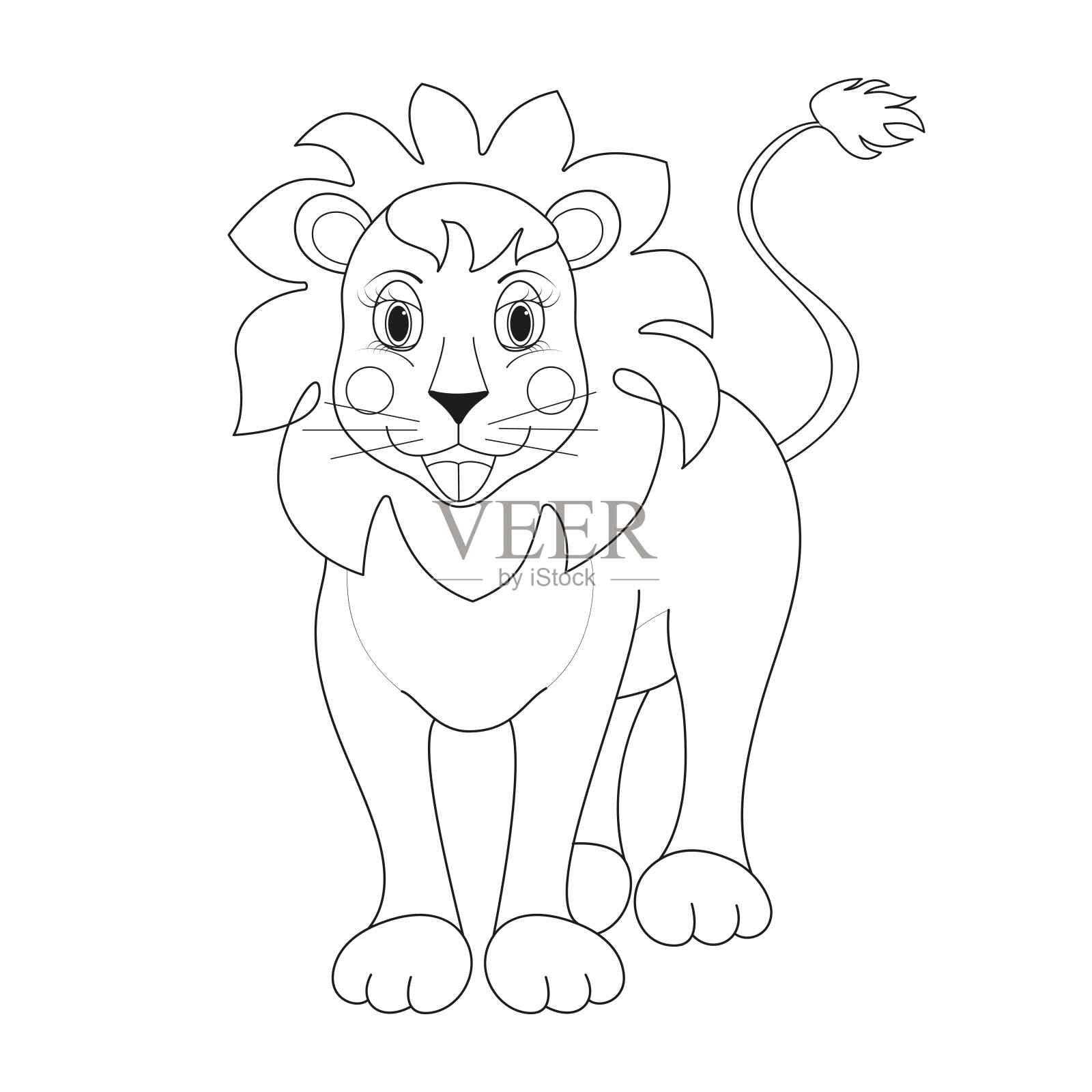 狮子儿童着色页。插画图片素材
