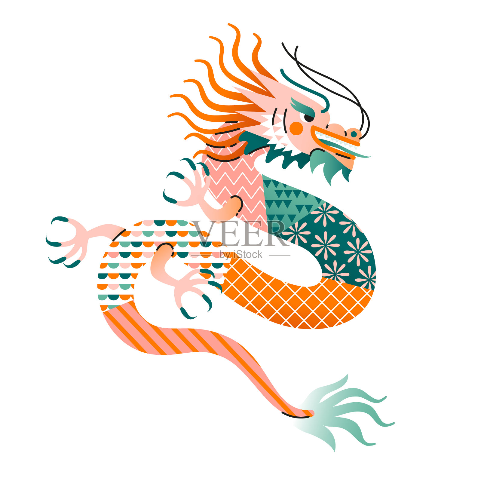 2024年中国农历龙年贺卡。插画图片素材