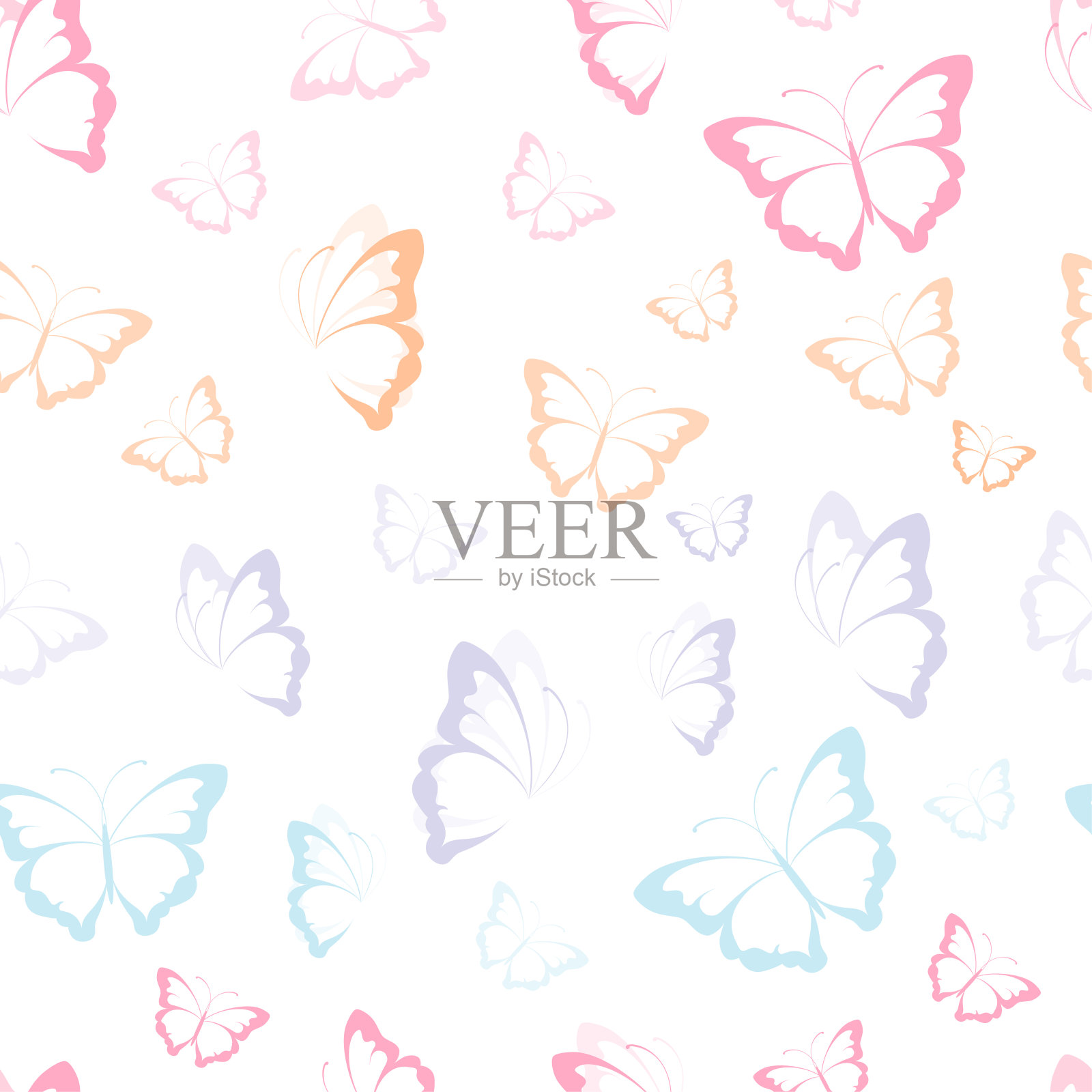 矢量蝴蝶无缝重复图案插画图片素材