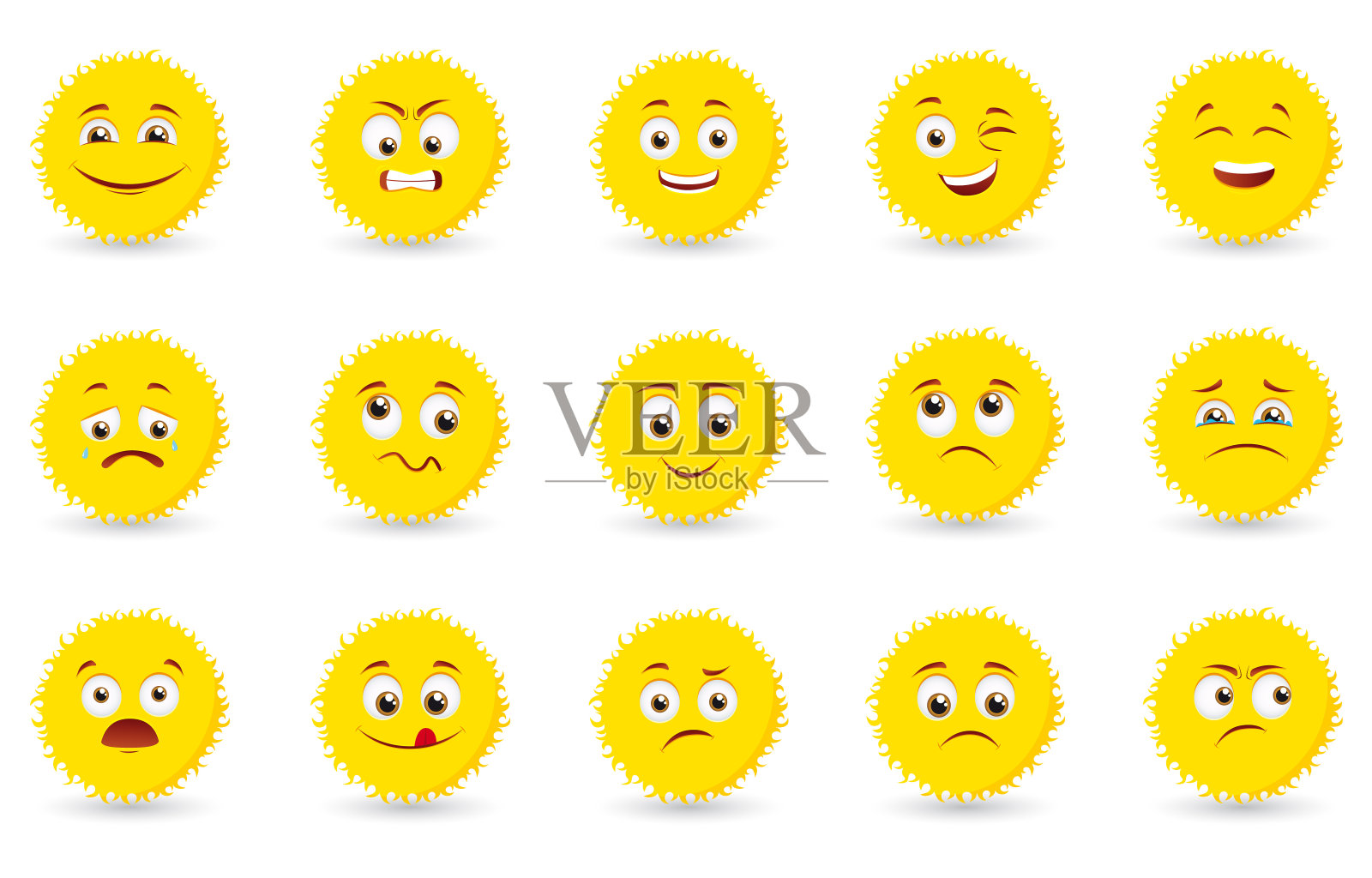 矢量插图的太阳与不同的情绪在脸上插画图片素材