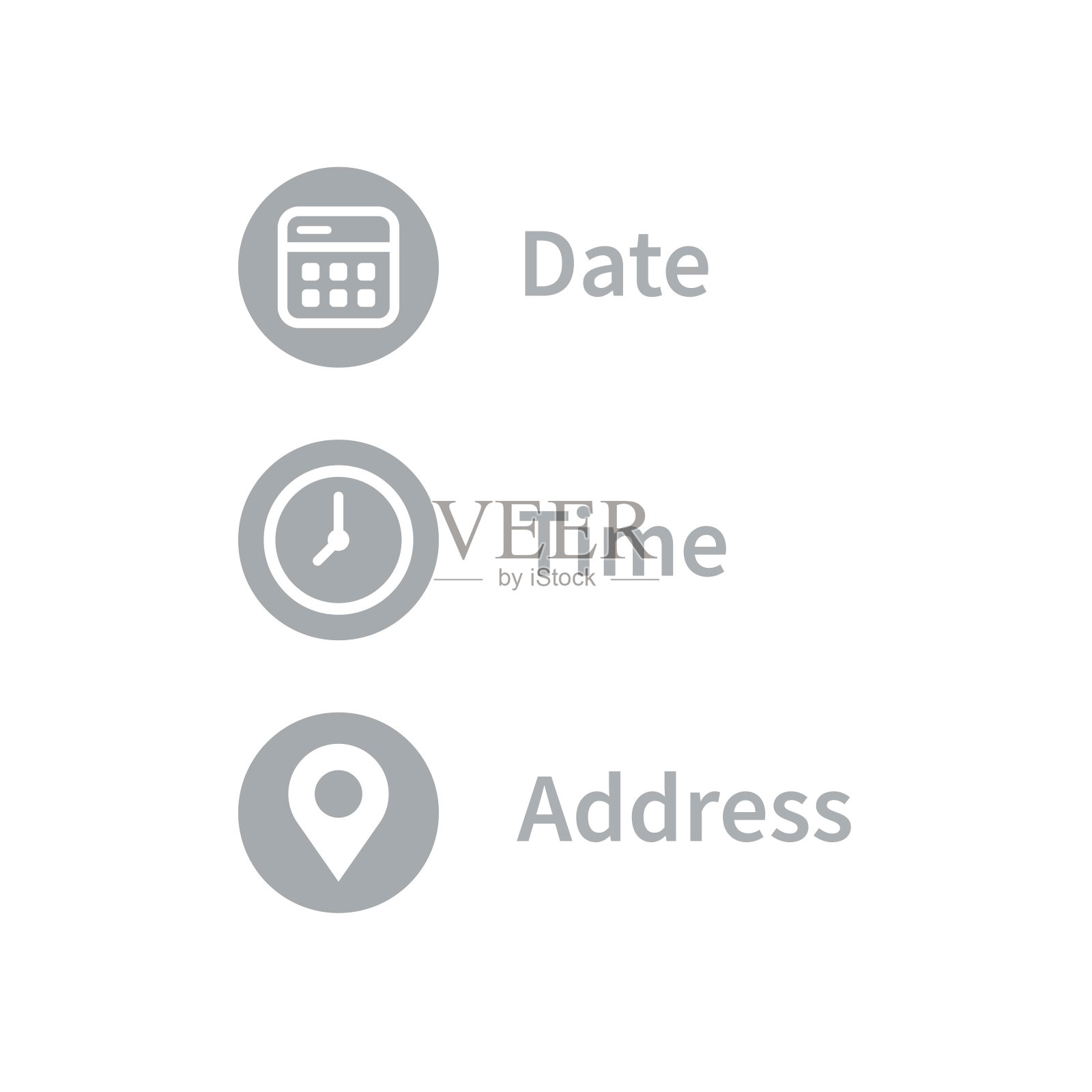 地址，日期，时间图标集矢量插图插画图片素材