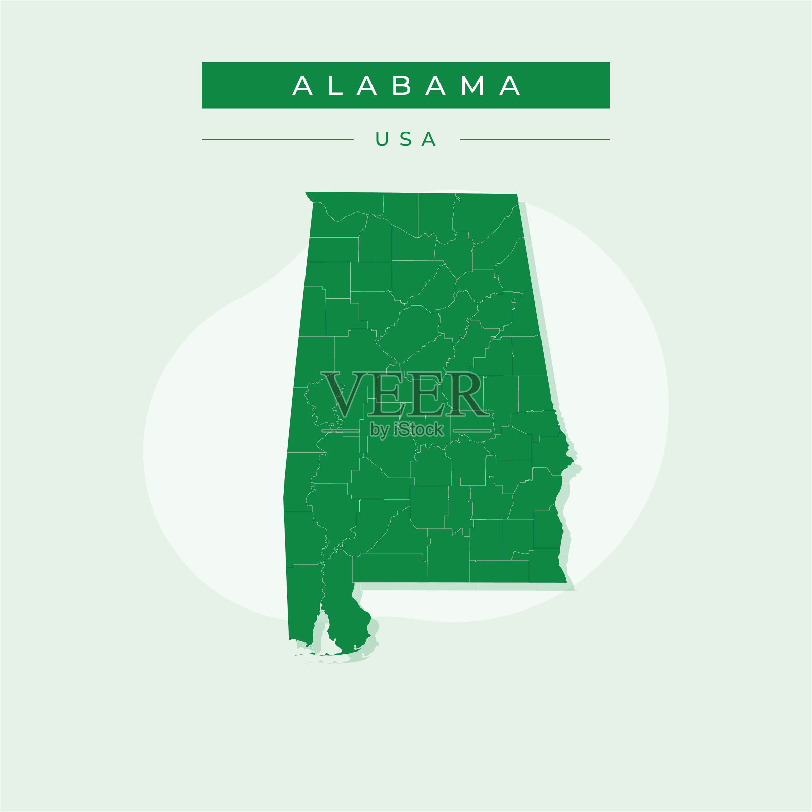 向量插图向量阿拉巴马州地图阿拉巴马州插画图片素材