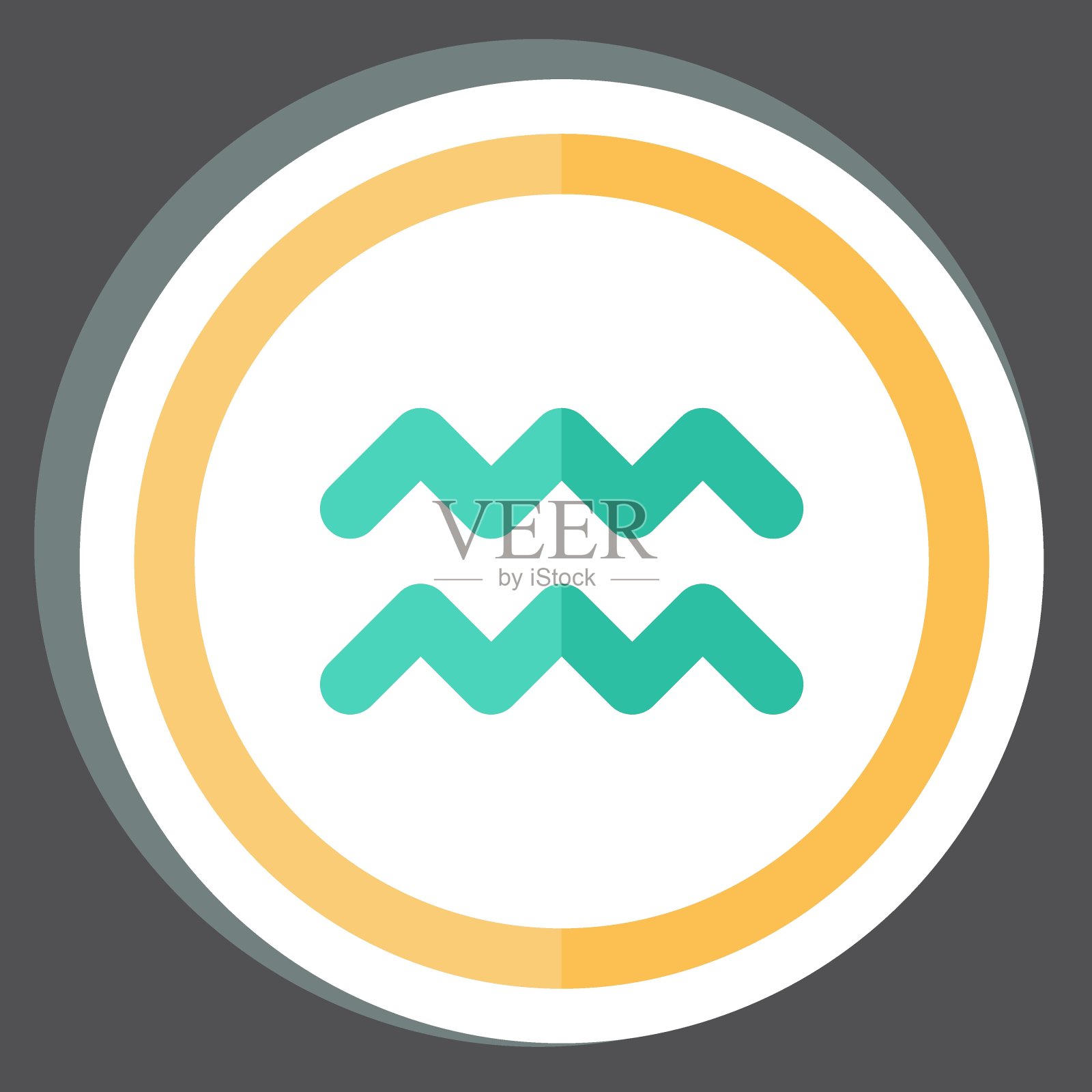 贴纸水瓶座。与占星术符号有关。简单的设计可编辑。简单的说明插画图片素材