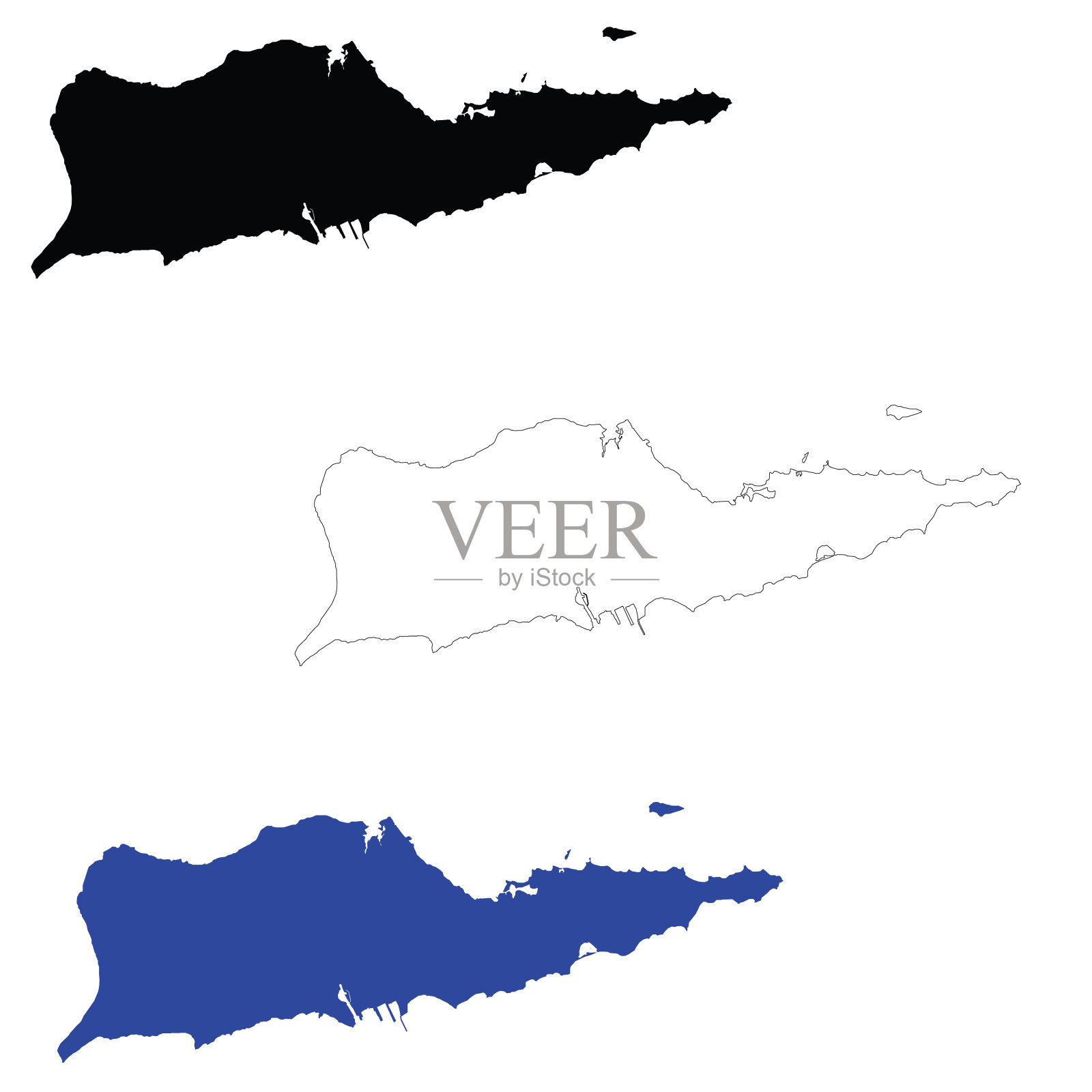 圣克罗伊区。圣克罗伊美属维尔京群岛国家。克罗伊岛地图标志。插画图片素材