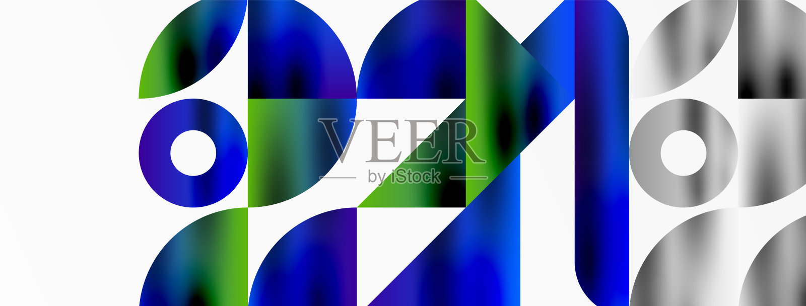 三角形、线条和圆形元素在迷人的几何马赛克图案中的艺术安排，提供了视觉动态和迷人的构图插画图片素材