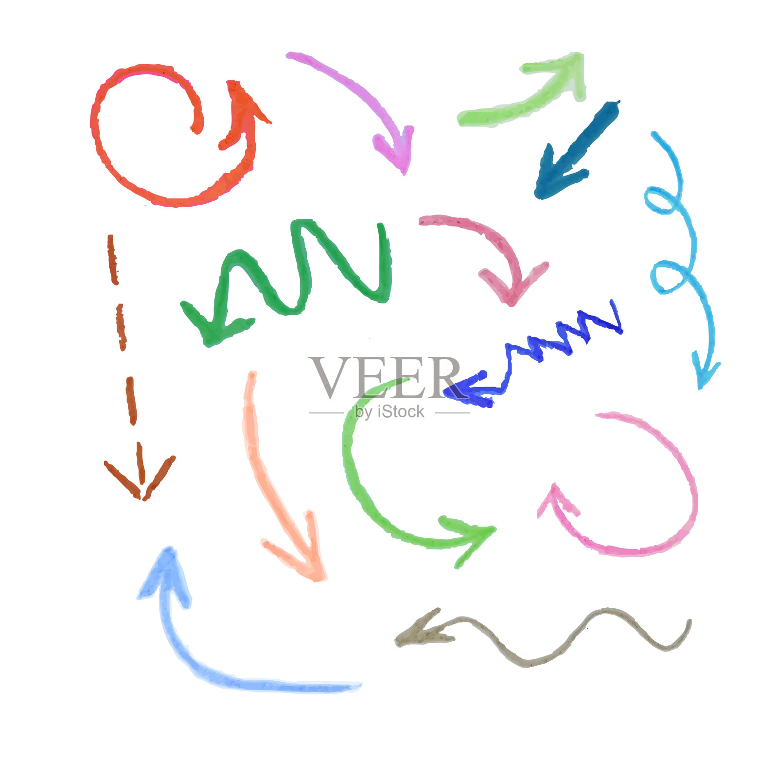 用铅笔画的箭。箭头涂鸦。插画图片素材