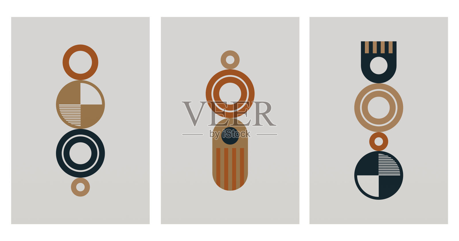 抽象几何包豪斯墙装饰海报。中世纪现代墙壁艺术插画图片素材