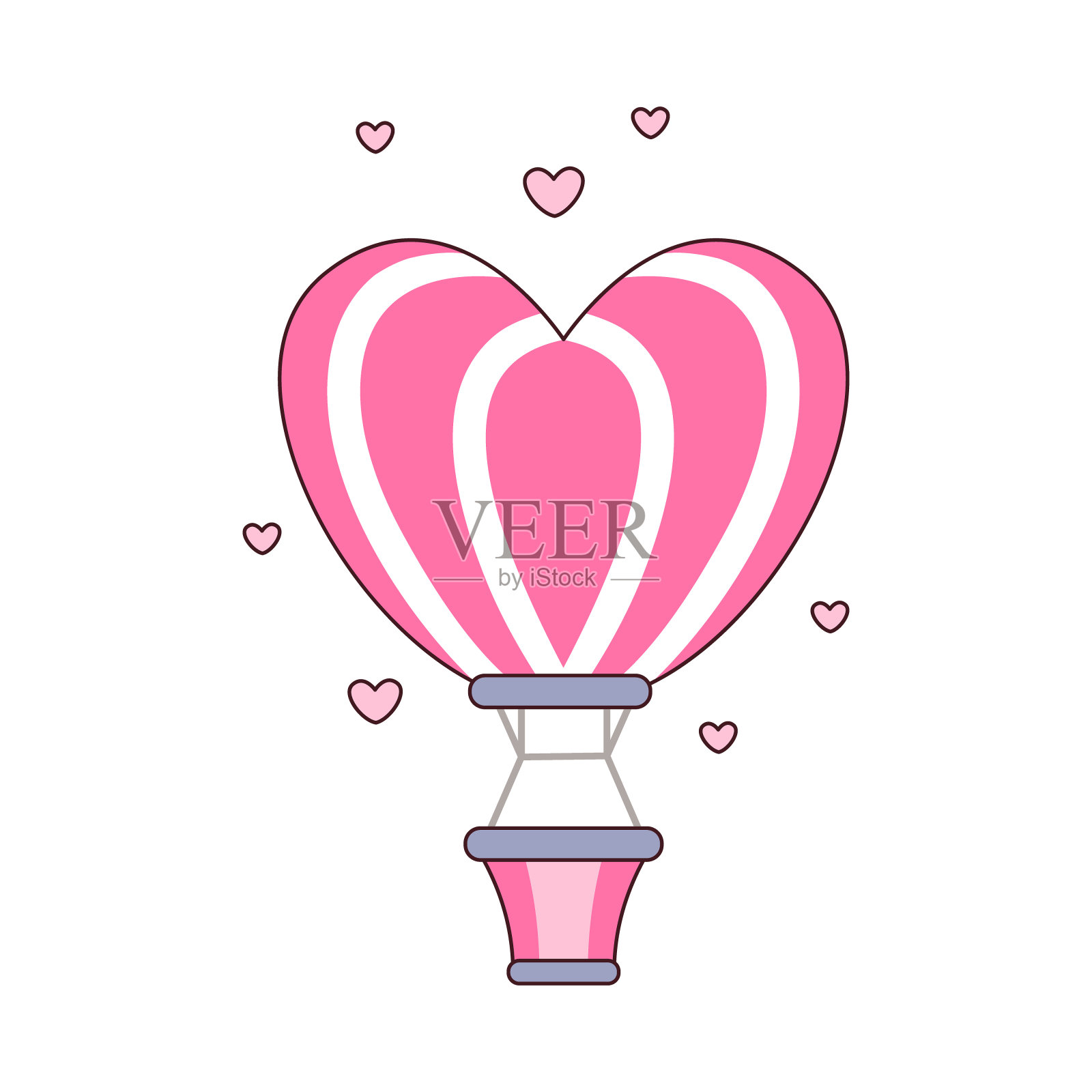 矢量插图与浪漫的粉红色气球在卡通风格插画图片素材