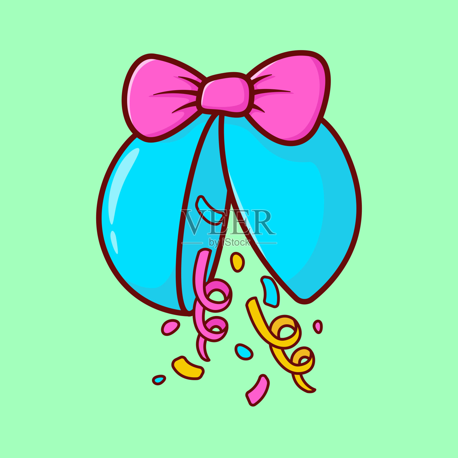 矢量可爱皮纳塔插图卡通涂鸦平面彩色线条艺术矢量设计孤立的对象图标插画图片素材