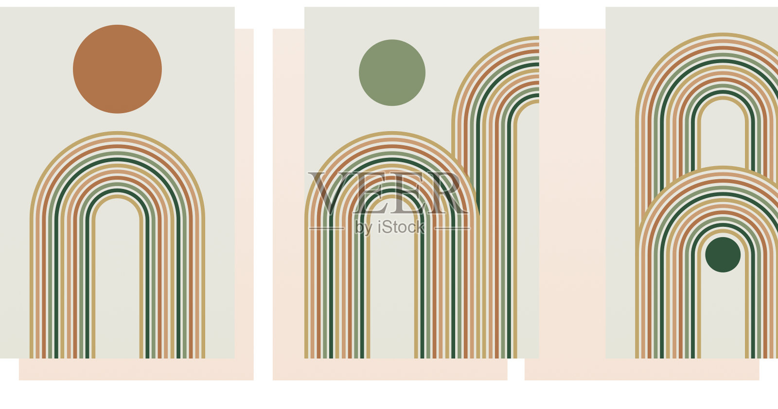 抽象几何包豪斯墙装饰海报。中世纪现代墙壁艺术插画图片素材