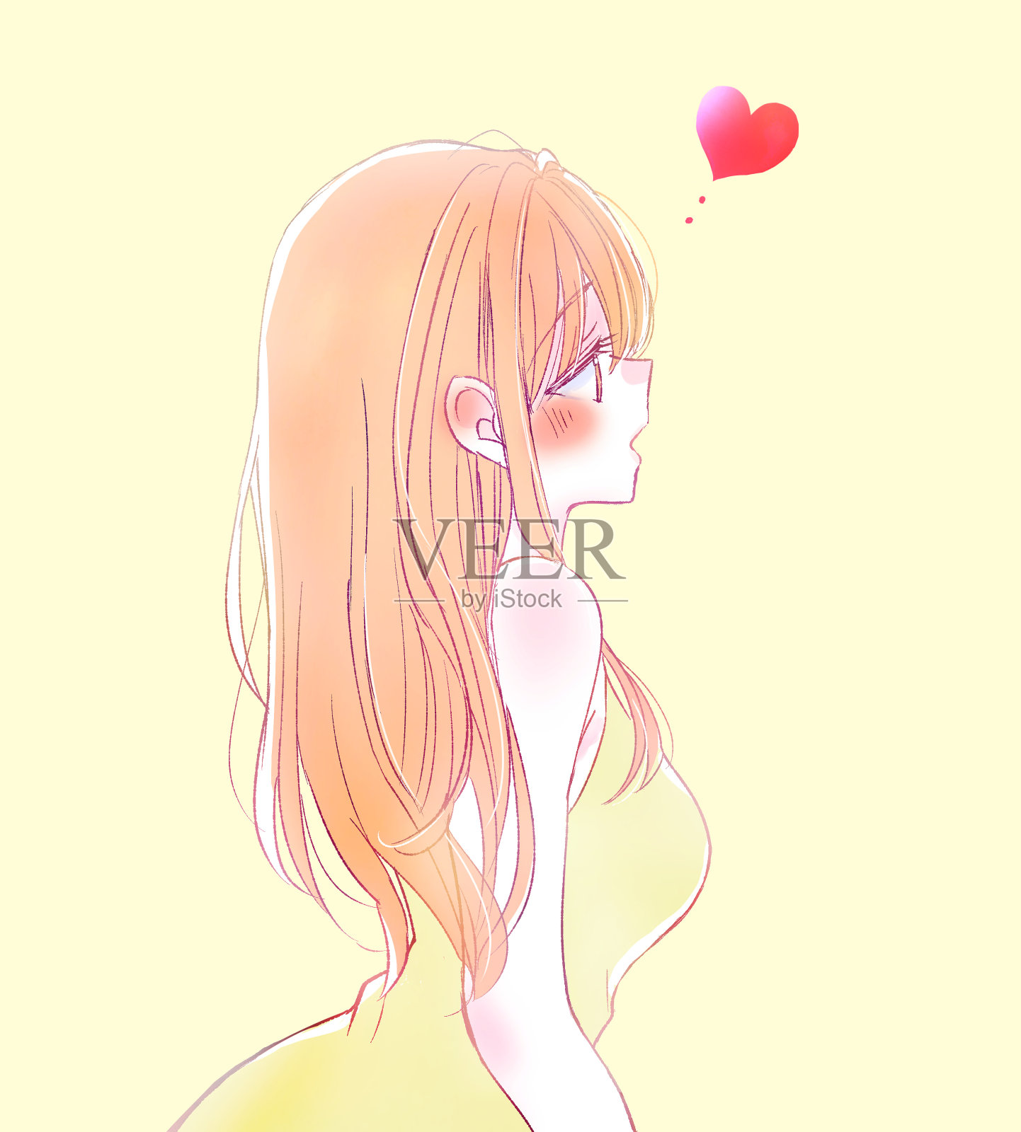 一个热恋中的女人插画图片素材