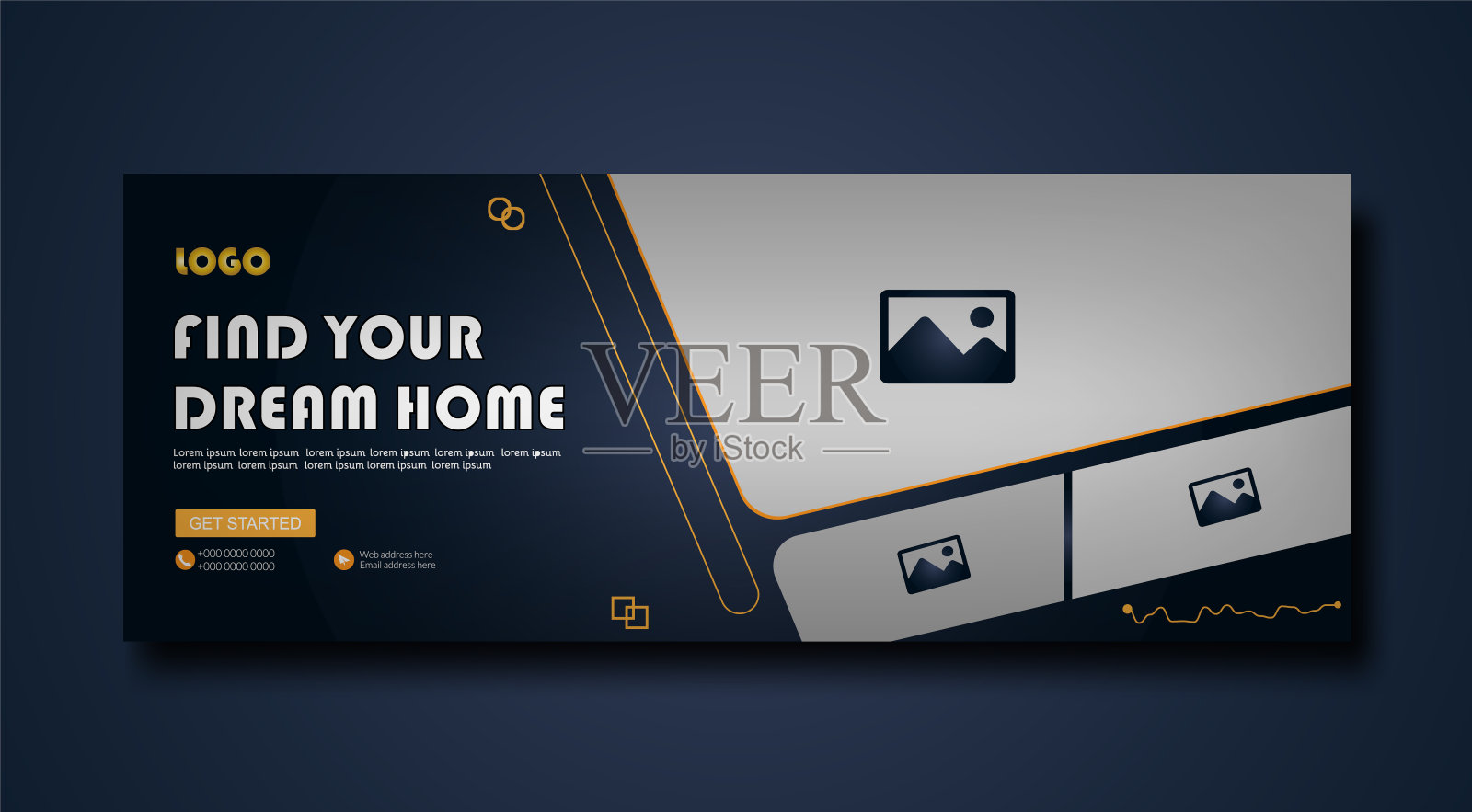 房屋销售facebook封面和网页横幅模板设计插画图片素材