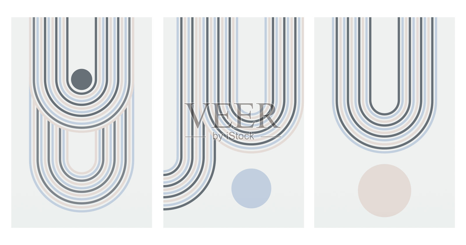 抽象几何包豪斯墙装饰海报。中世纪现代墙壁艺术插画图片素材
