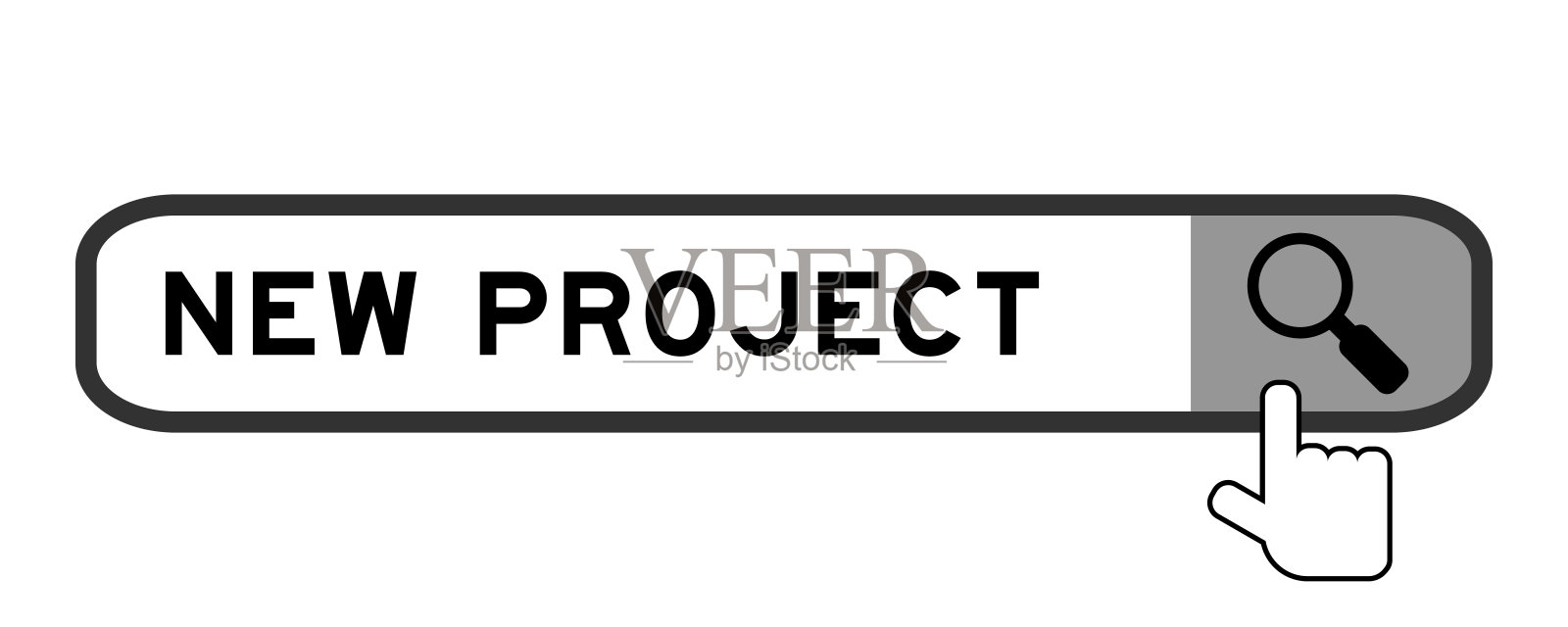 搜索横幅在word新项目与移交放大镜图标在白色背景插画图片素材