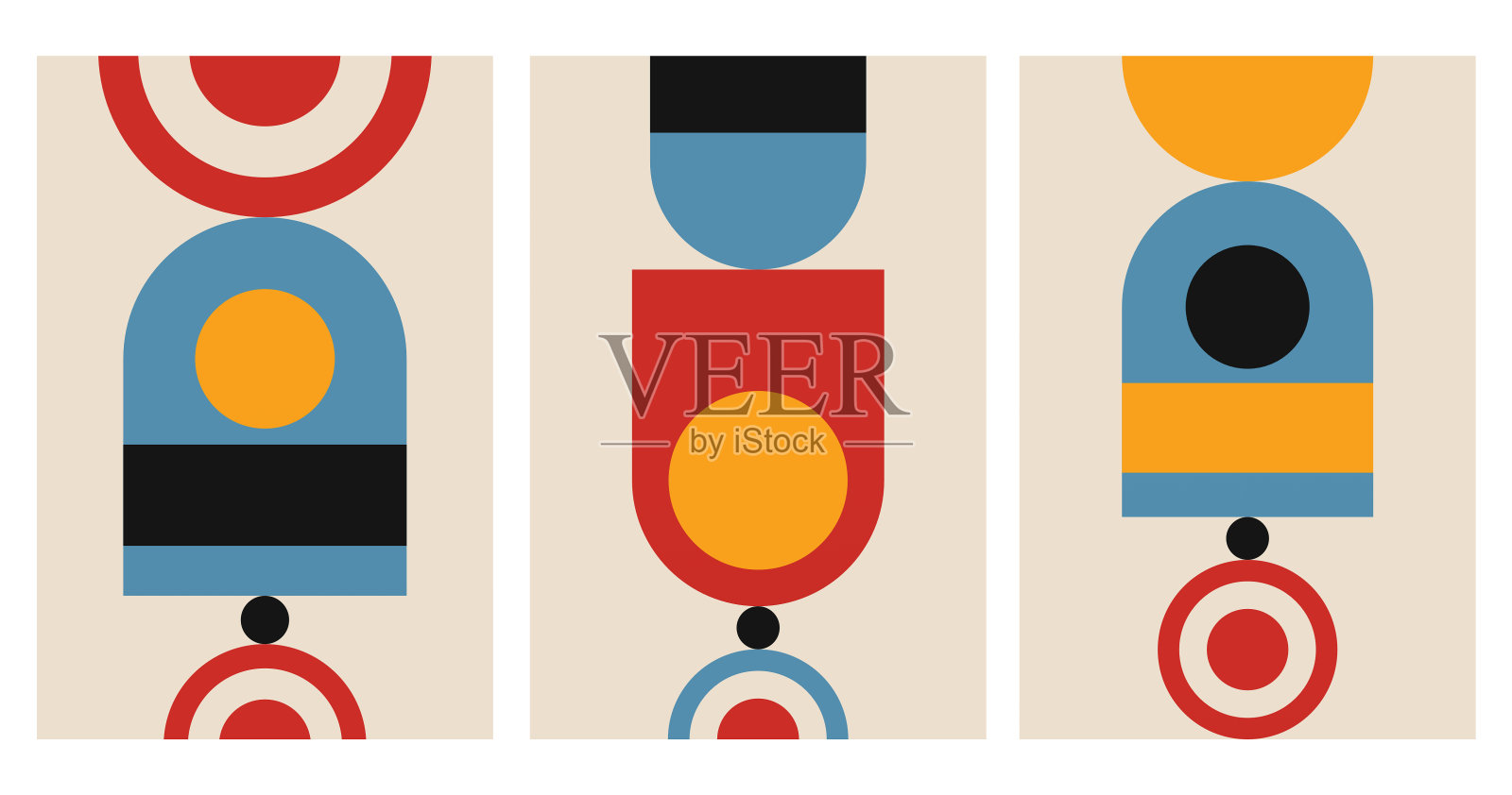 抽象几何包豪斯墙装饰海报。中世纪现代墙壁艺术插画图片素材