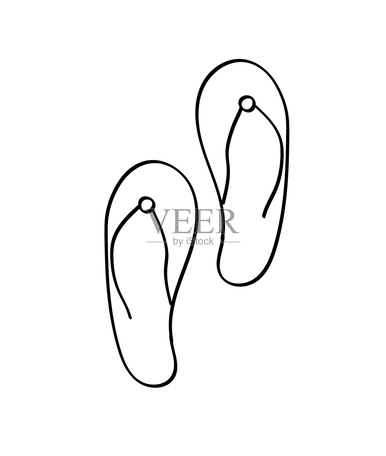 拖鞋线图标，矢量最佳线图标。插画图片素材