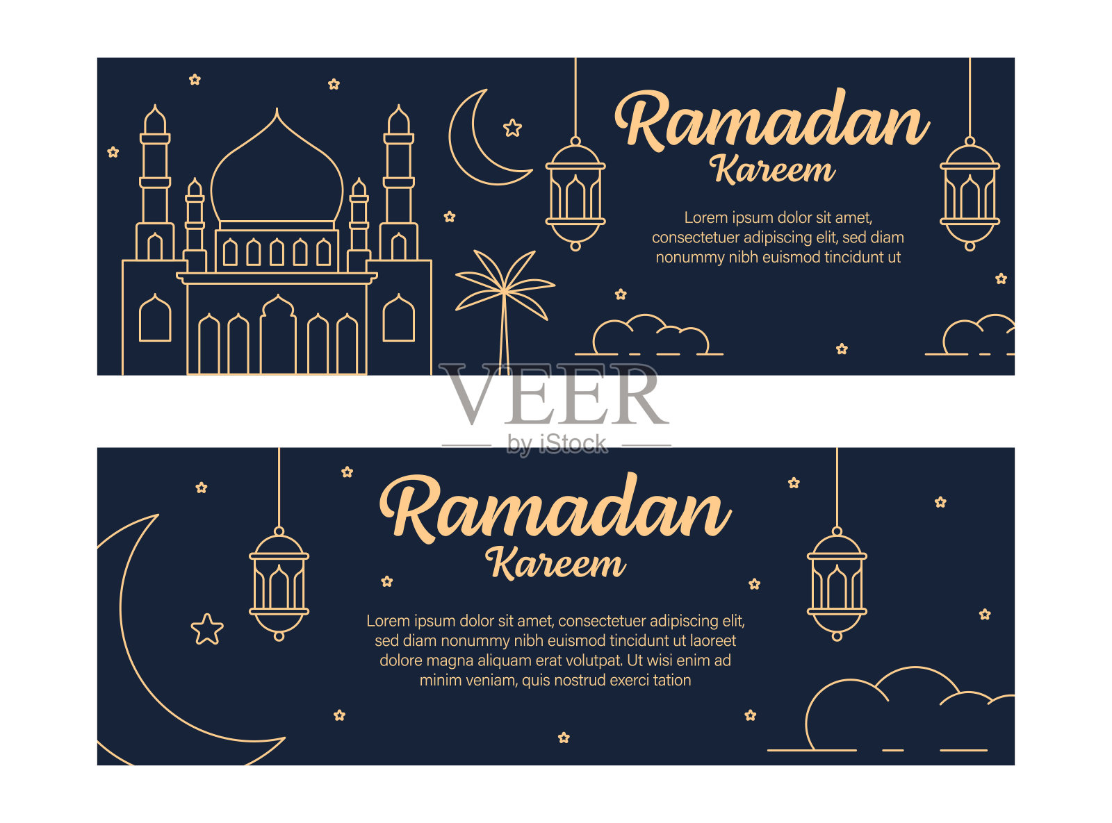 斋月卡里姆横幅模板矢量设计插画图片素材