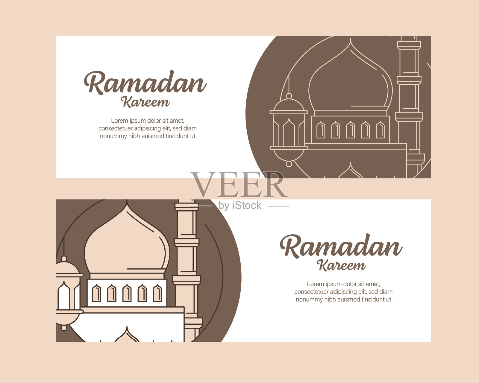 斋月卡里姆横幅模板矢量设计插画图片素材