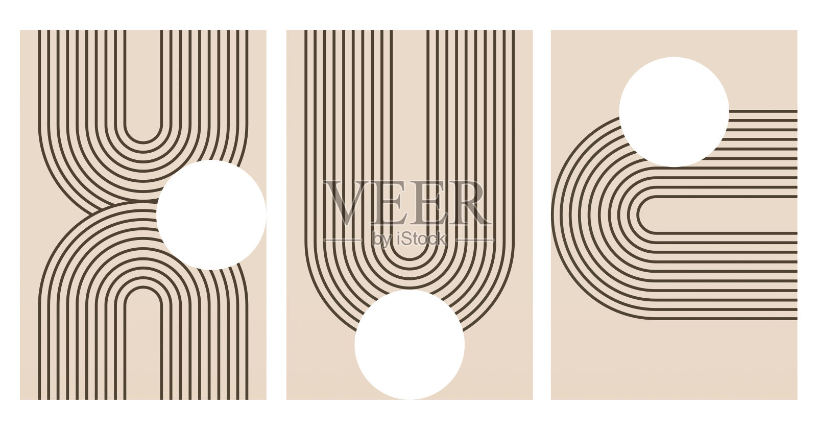 抽象几何包豪斯墙装饰海报。中世纪现代墙壁艺术插画图片素材