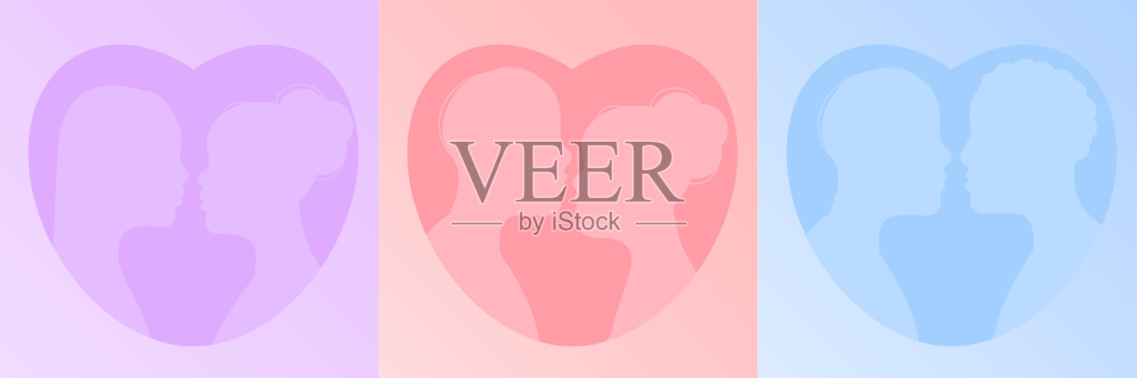 不同情侣相爱的情人节矢量插画插画图片素材