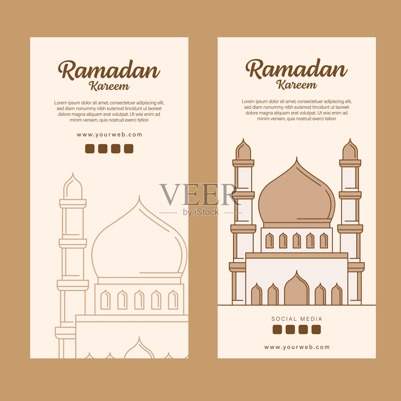 斋月卡里姆横幅模板矢量设计插画图片素材