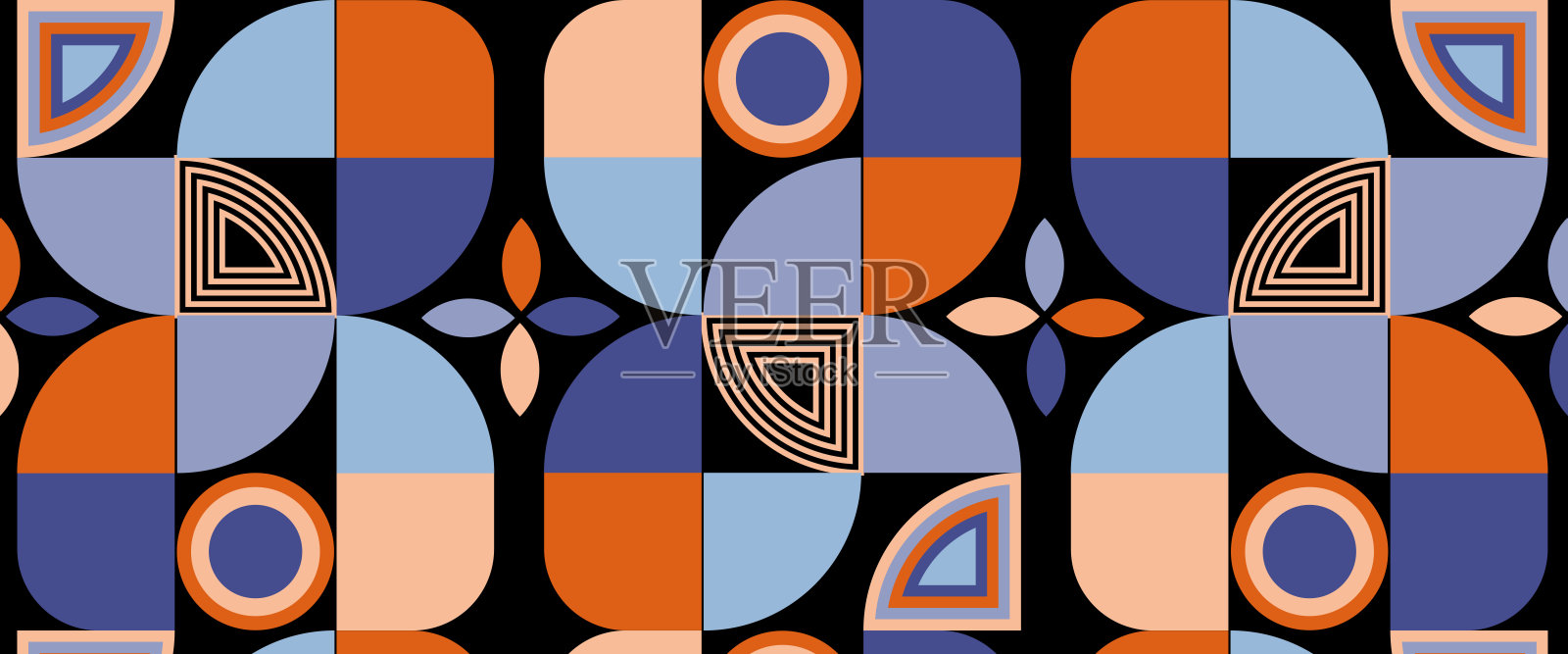 几何图案矢量背景与斯堪的纳维亚抽象颜色或瑞士几何打印的矩形，正方形和圆形形状的设计插画图片素材