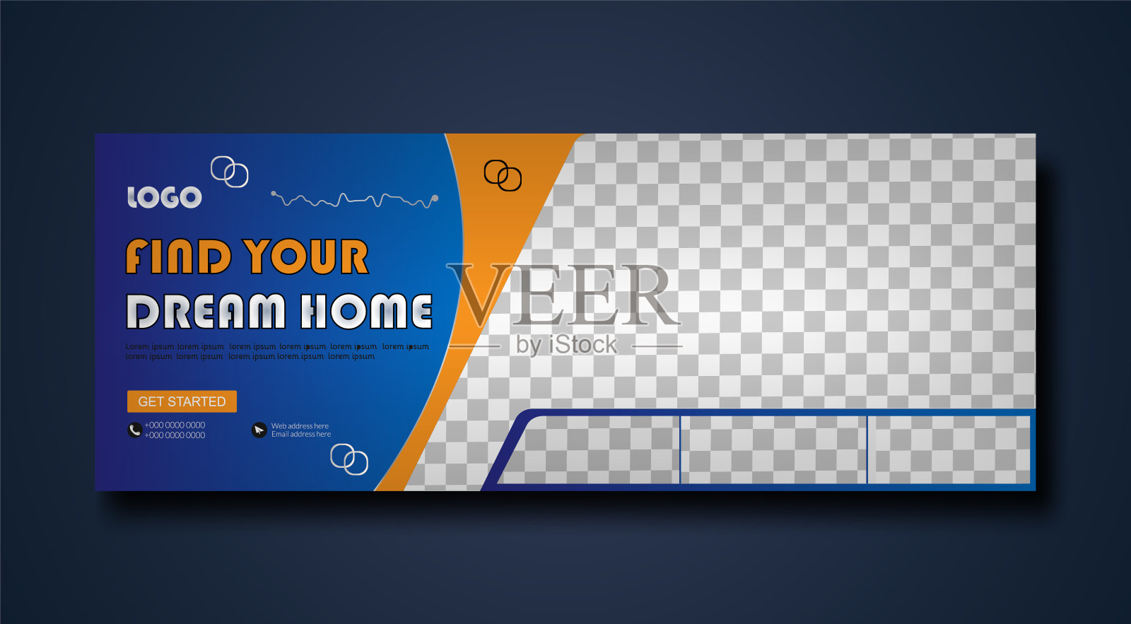 房屋销售facebook封面和网页横幅模板设计插画图片素材