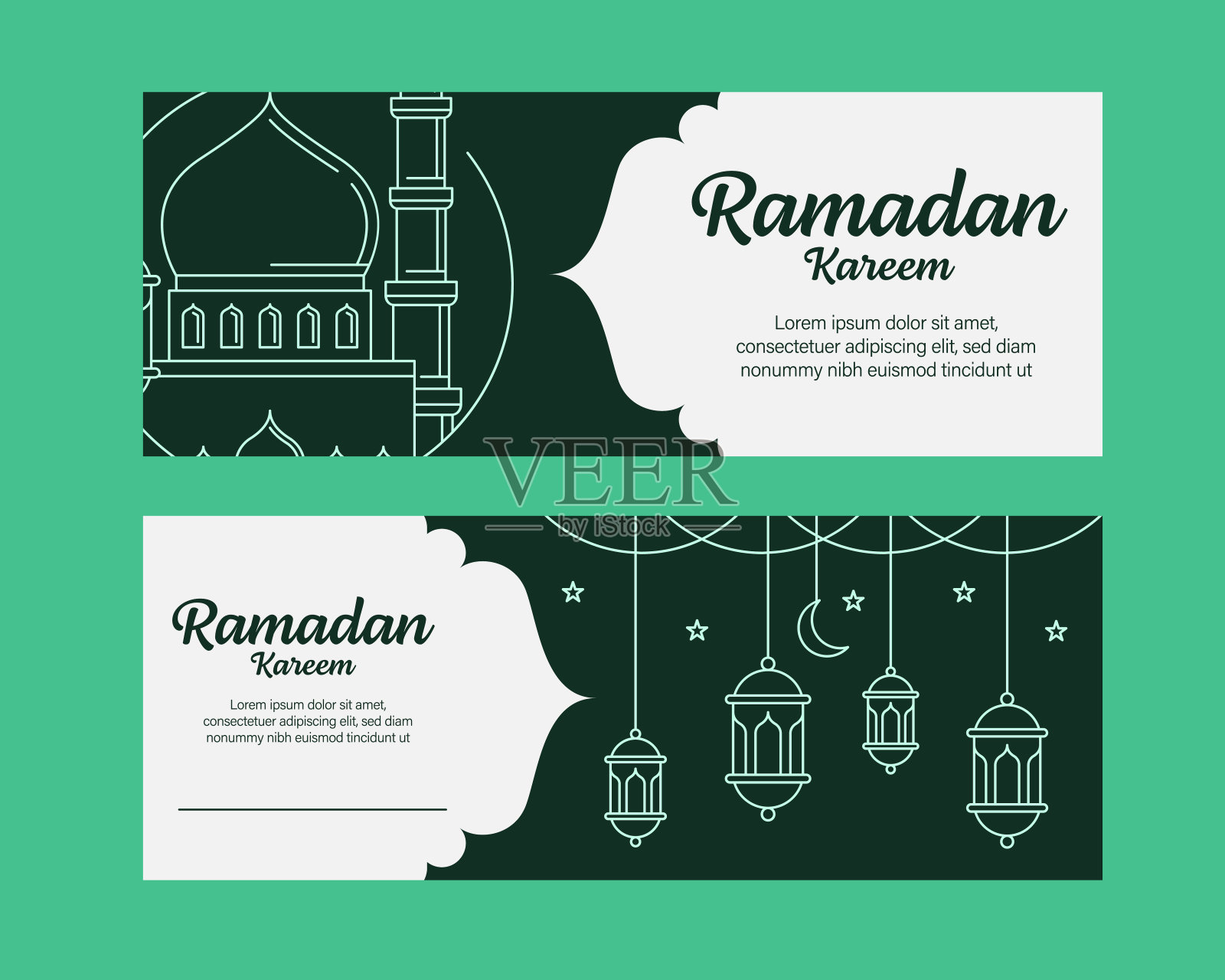 斋月卡里姆横幅模板矢量设计插画图片素材