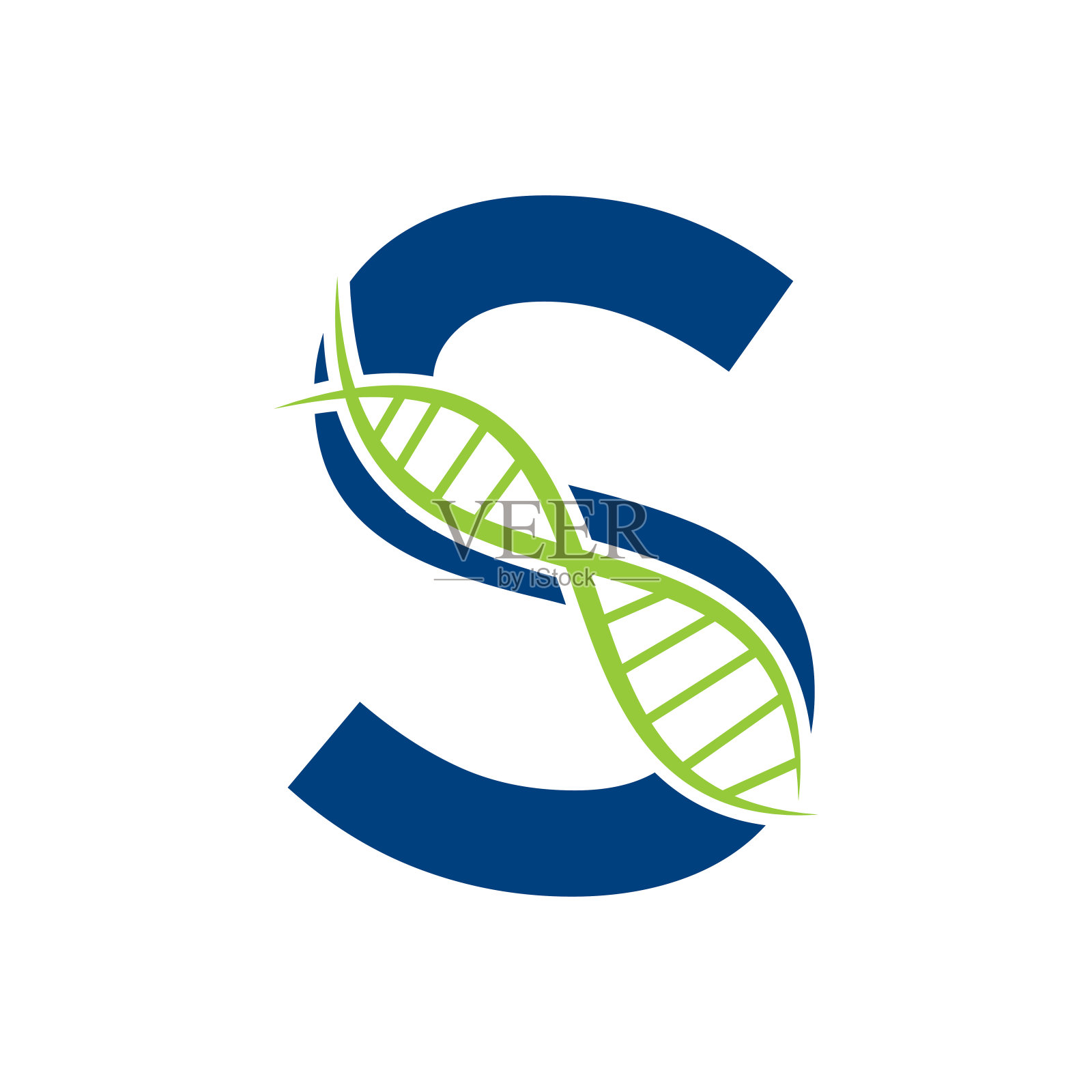 DNA标志上的字母S矢量模板医疗保健标志插画图片素材