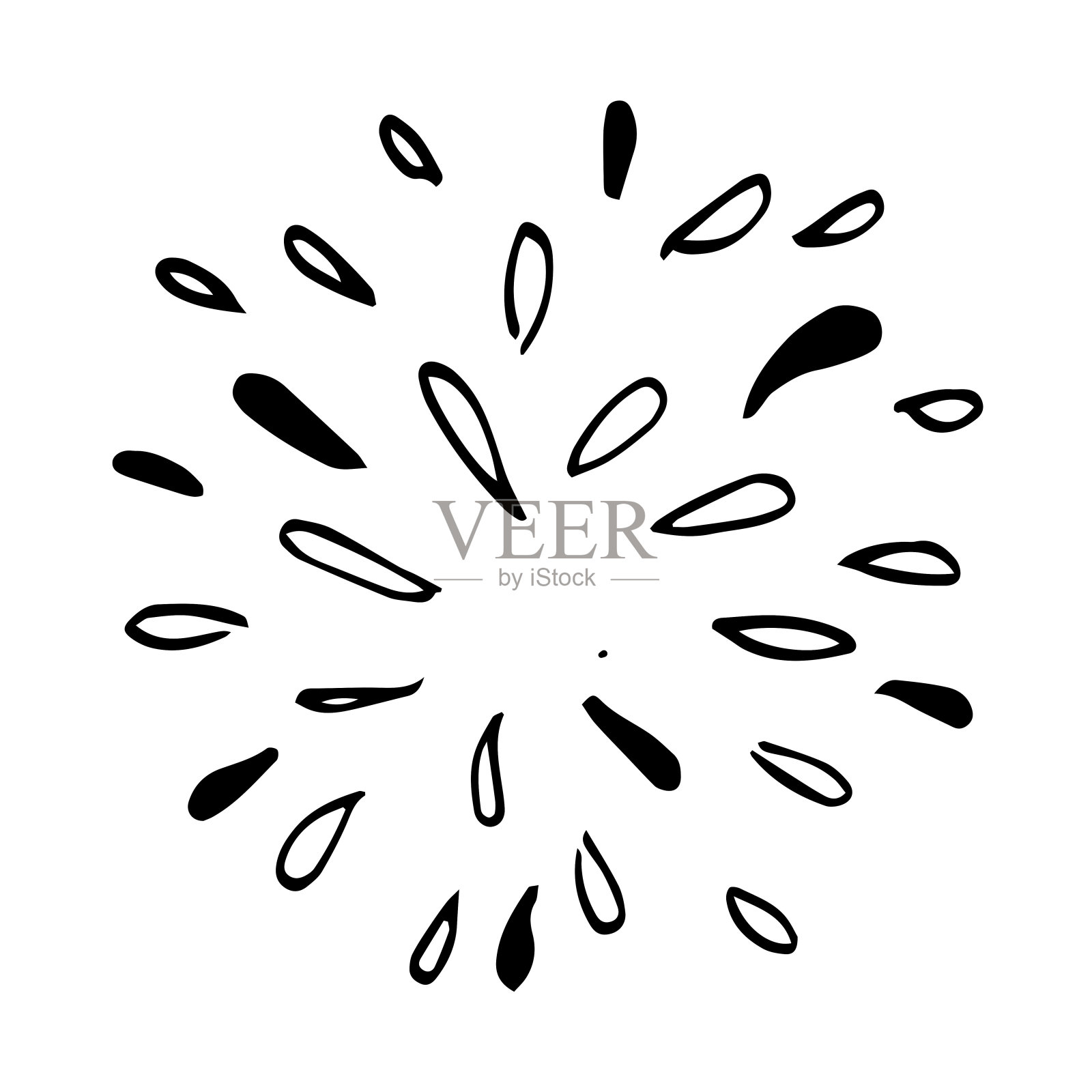 涂鸦烟花孤立的白色背景，手画从烟花设计元素。矢量插图。插画图片素材