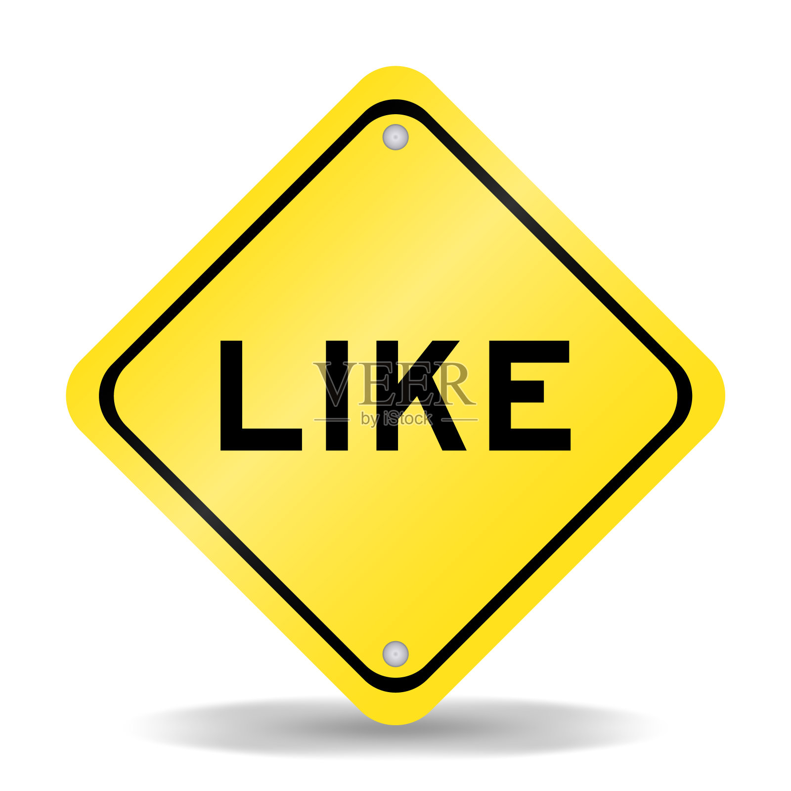 黄色交通标志，白色背景文字插画图片素材
