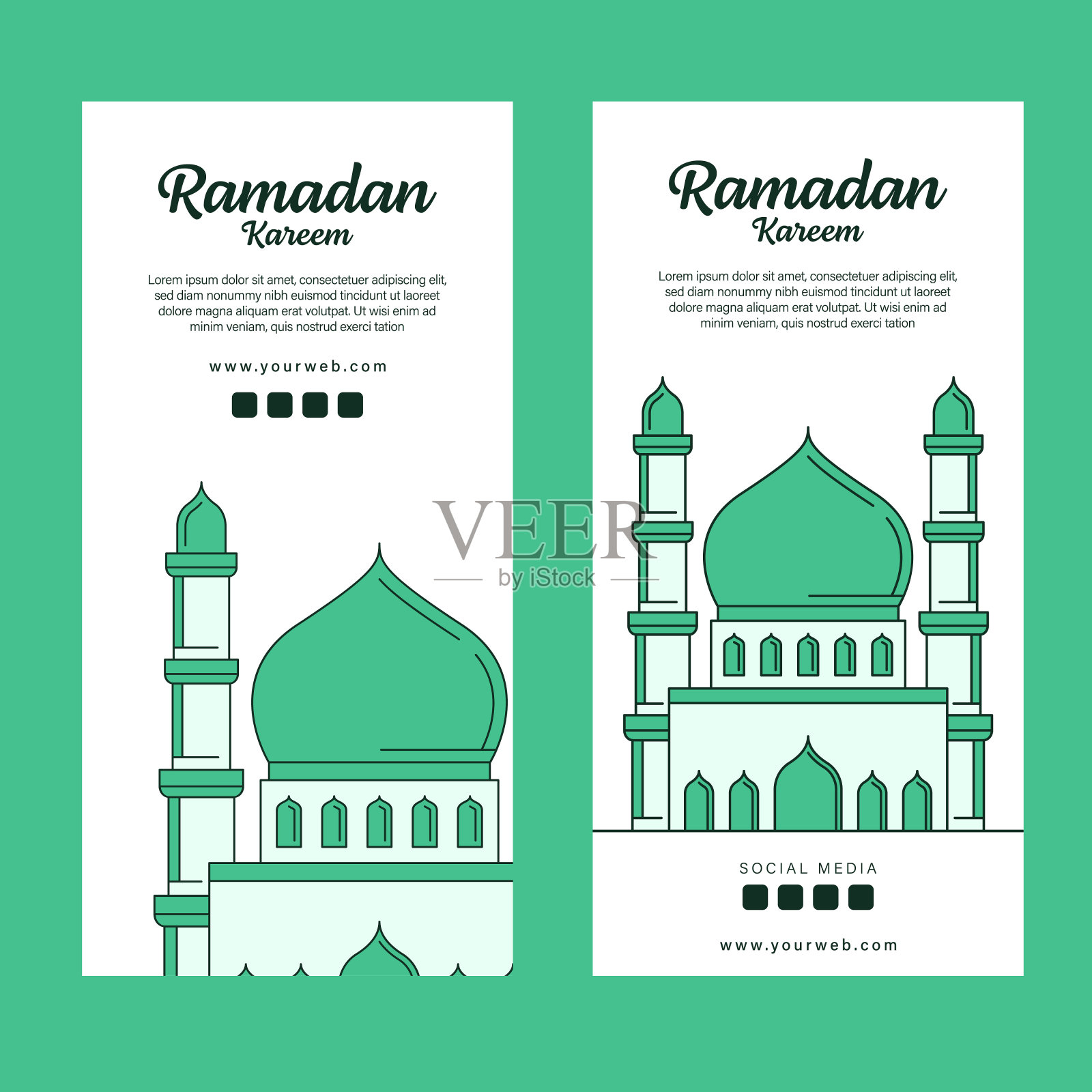 斋月卡里姆横幅模板矢量设计插画图片素材