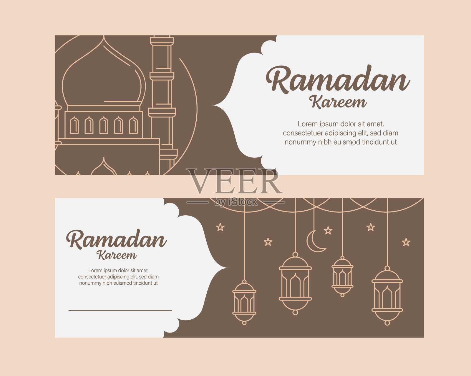 斋月卡里姆横幅模板矢量设计插画图片素材