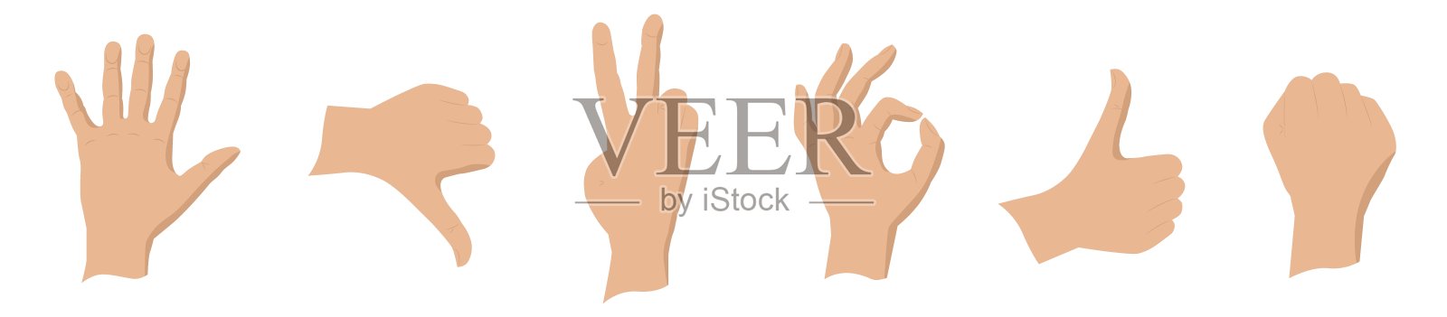 手表示不同的信号。双手放在不同的位置。矢量插图。插画图片素材