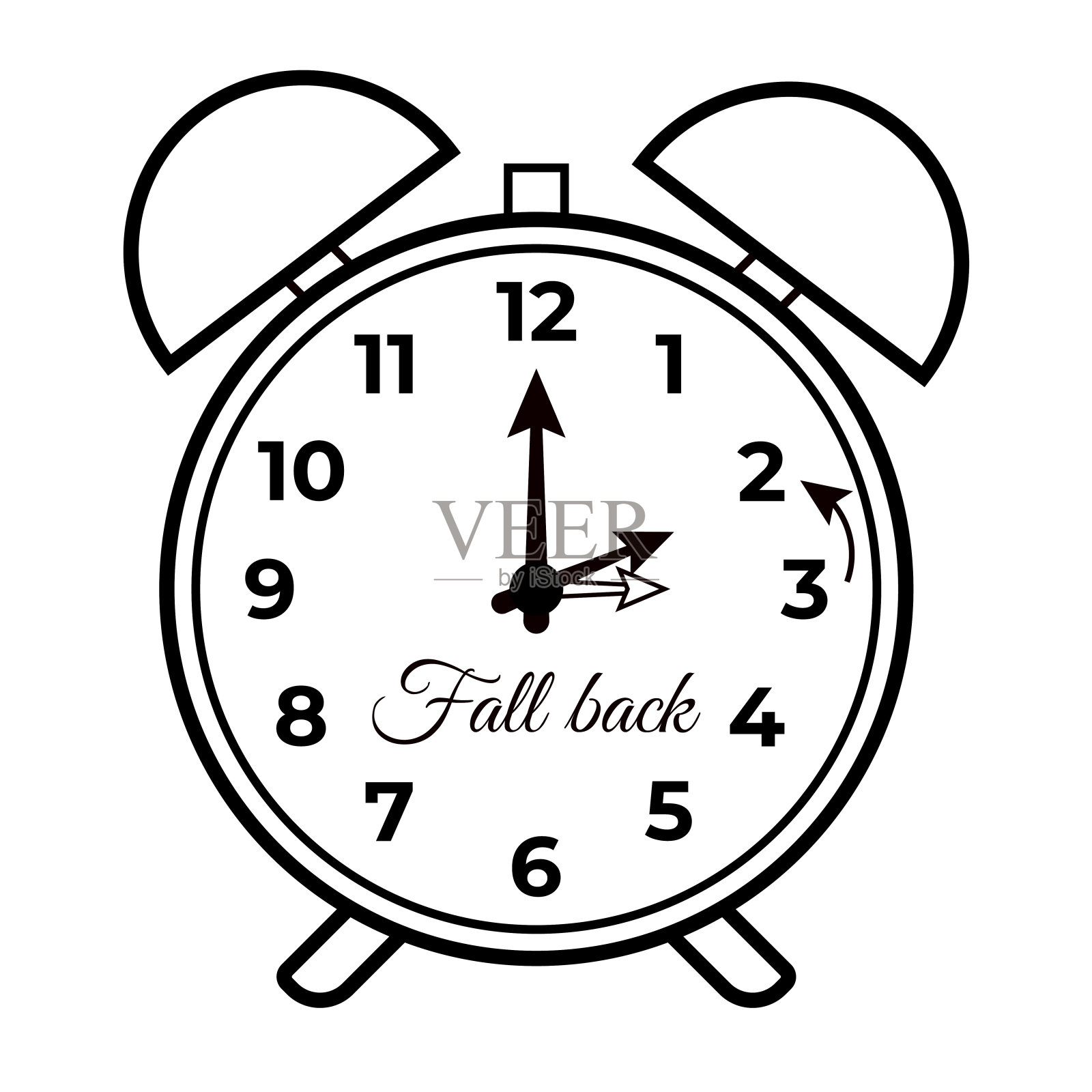 过渡到冬季时间的黑白轮廓。回落。插画图片素材