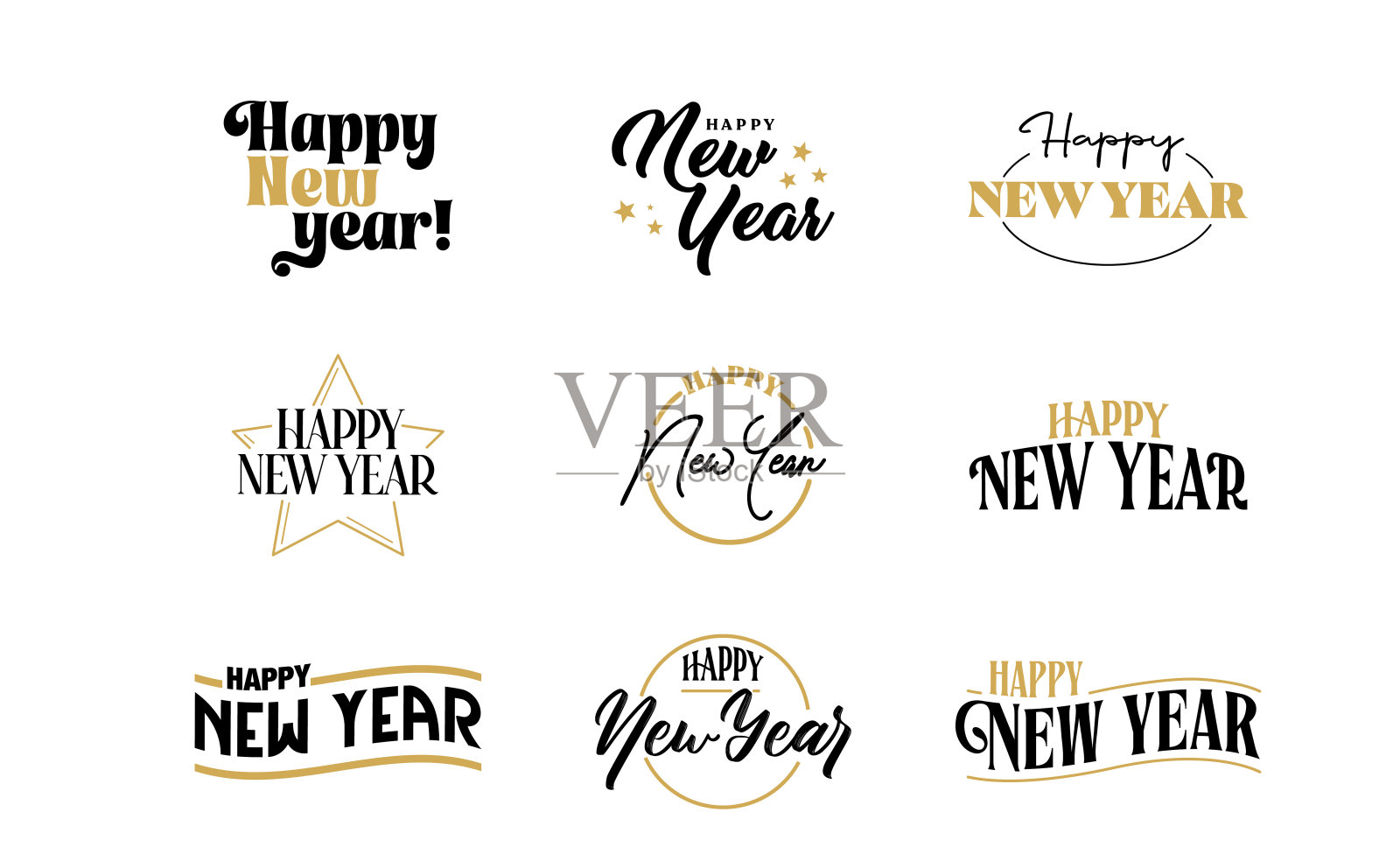 新年快乐标志包。插画图片素材