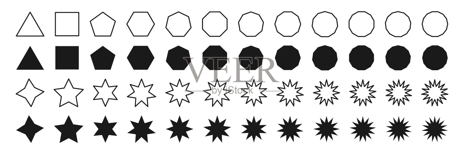 几何形状设置。极简主义的基本人物线条和轮廓风格。矢量图插画图片素材