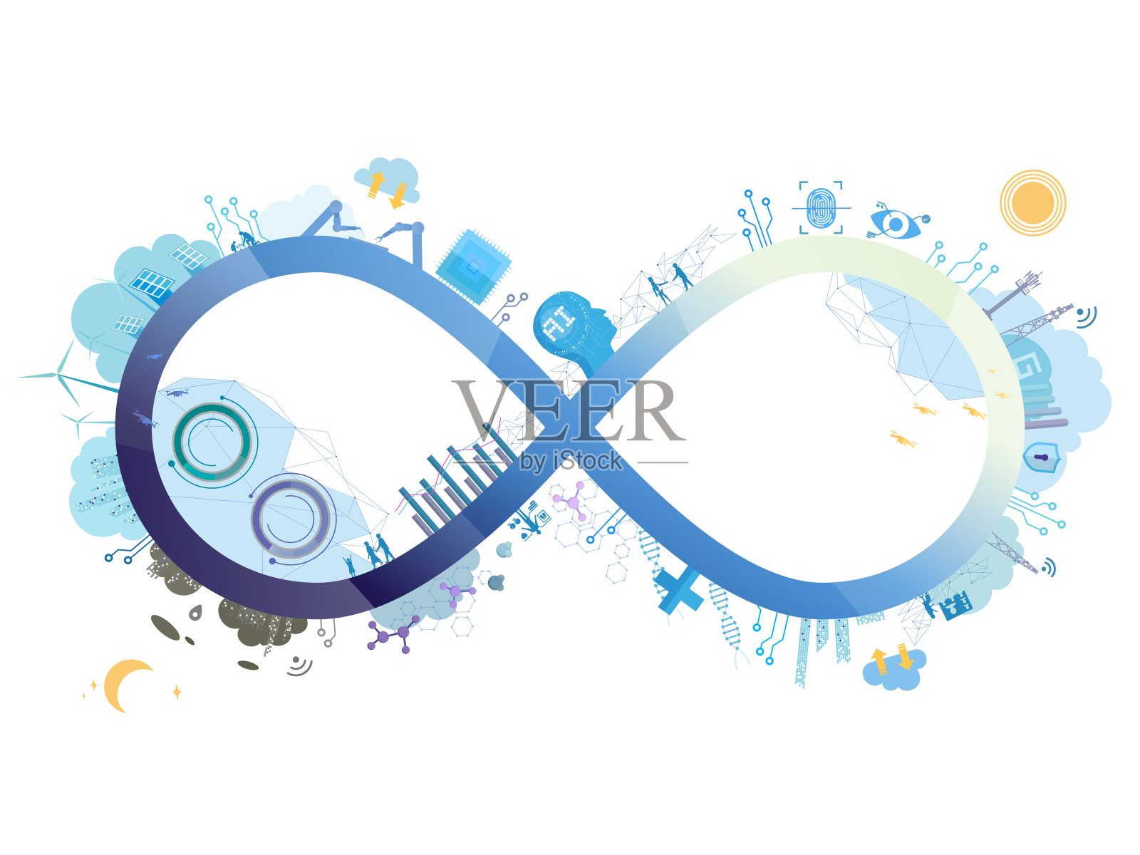 技术共同体A004与无限符号矢量插图图形EPS 10插画图片素材