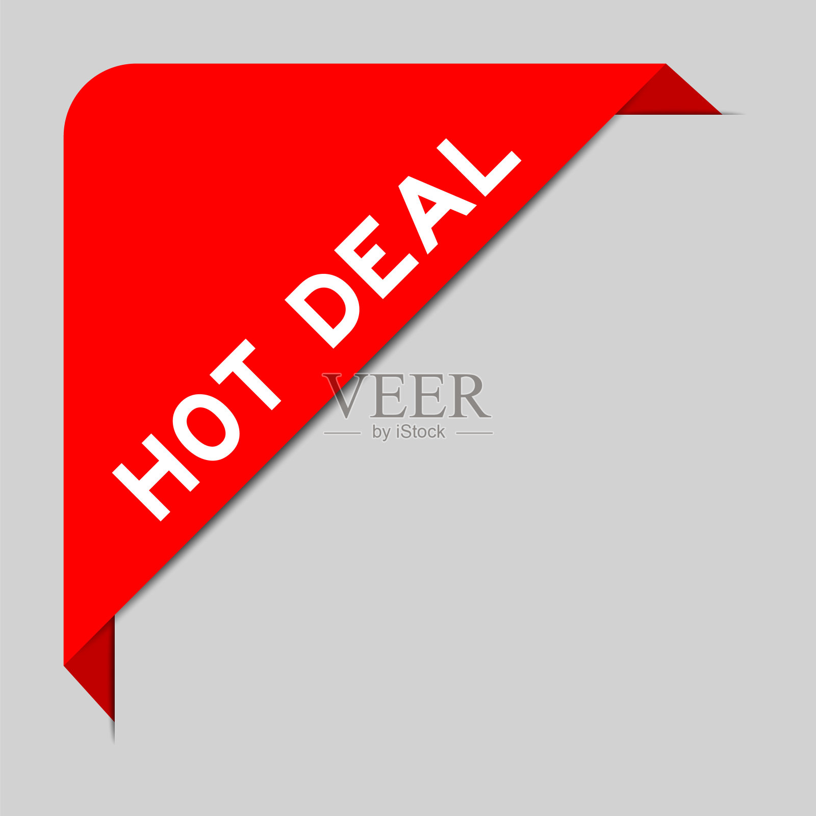 红色的角落标签横幅与文字热处理灰色背景插画图片素材