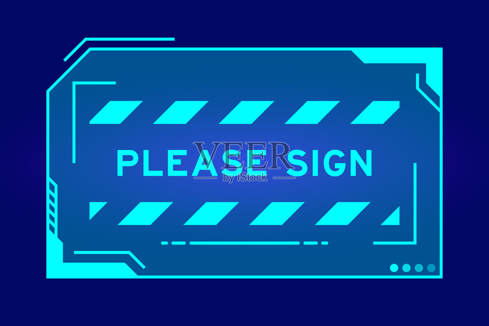 蓝色的未来hud横幅，有字请在黑色背景的用户界面屏幕上签字插画图片素材