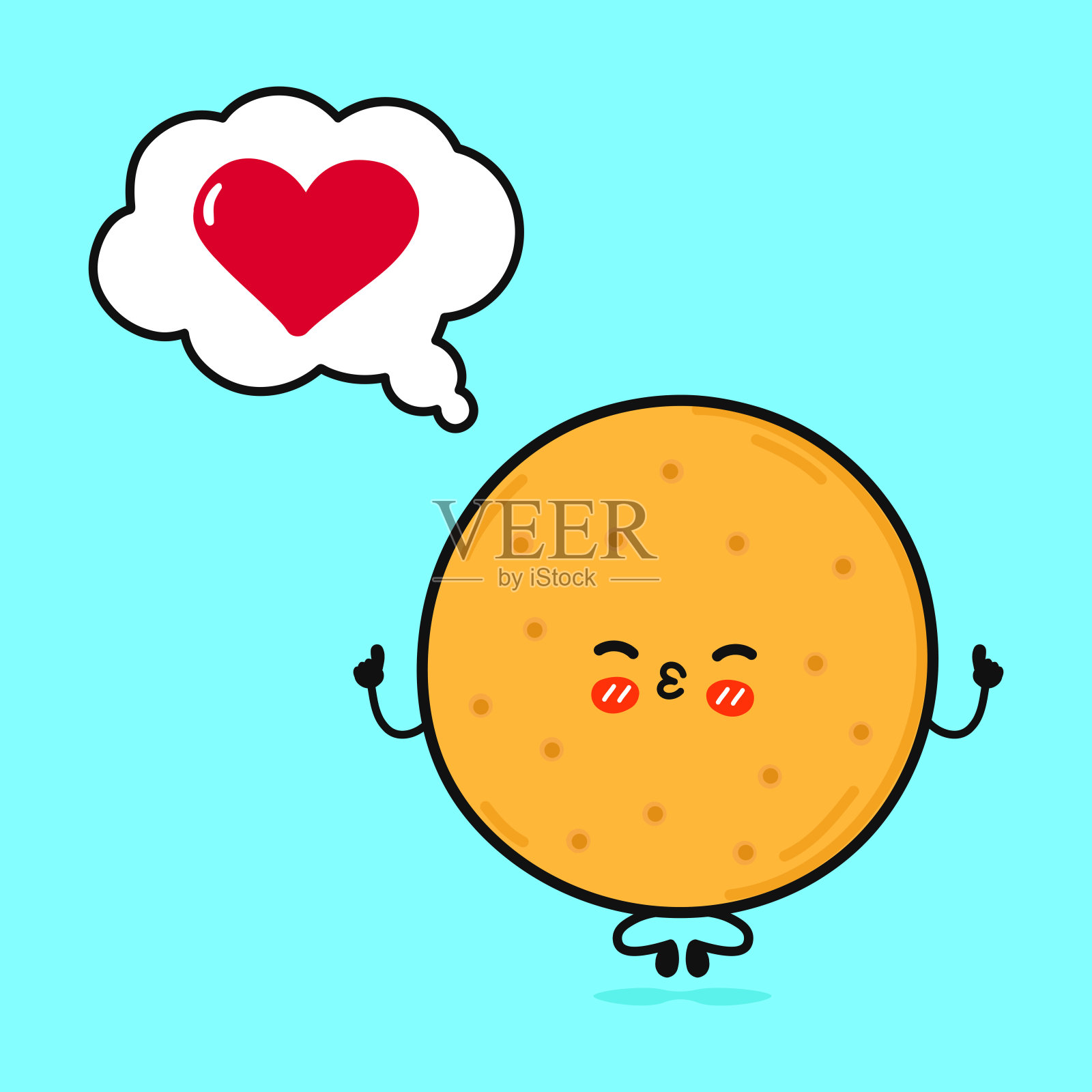 饼干在做瑜伽的时候带着气泡说话插画图片素材