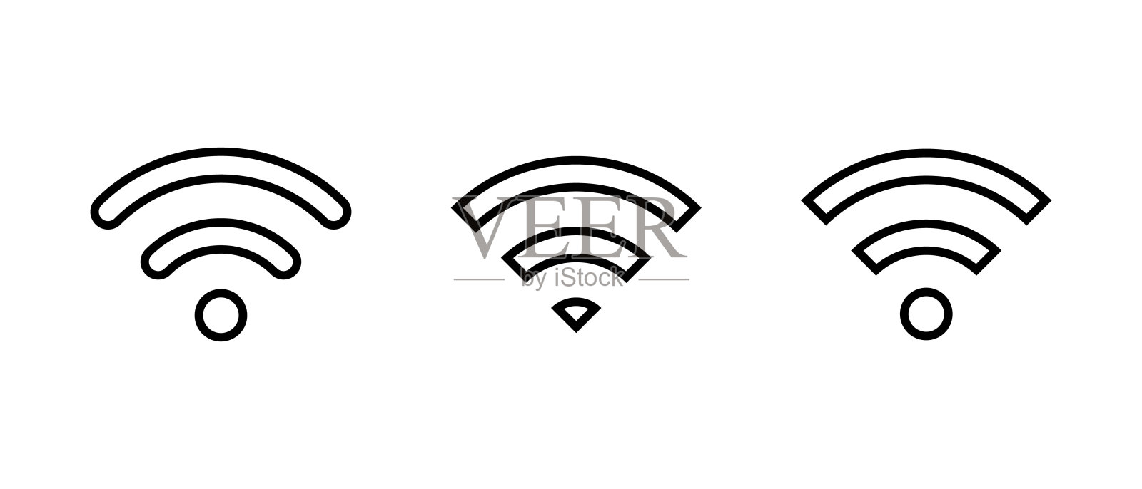 Wifi线图标。无线连接网络符号向量插画图片素材
