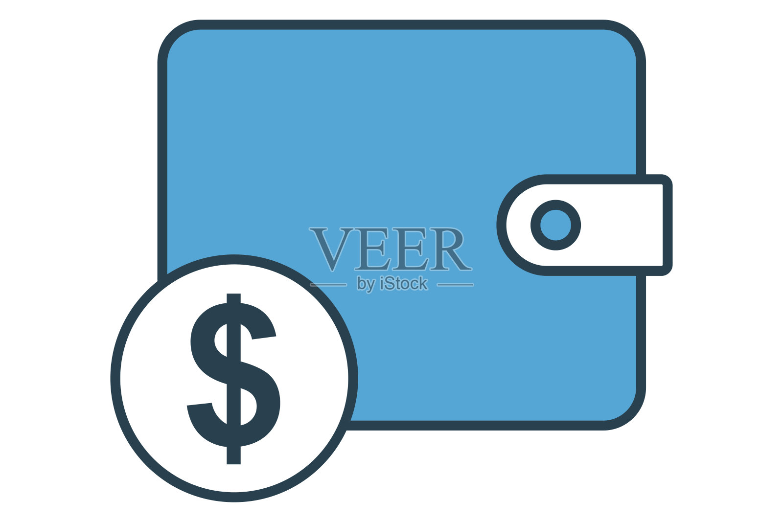 钱包图标。钱包里有美元。与金融相关的图标。平线图标样式。元素说明插画图片素材