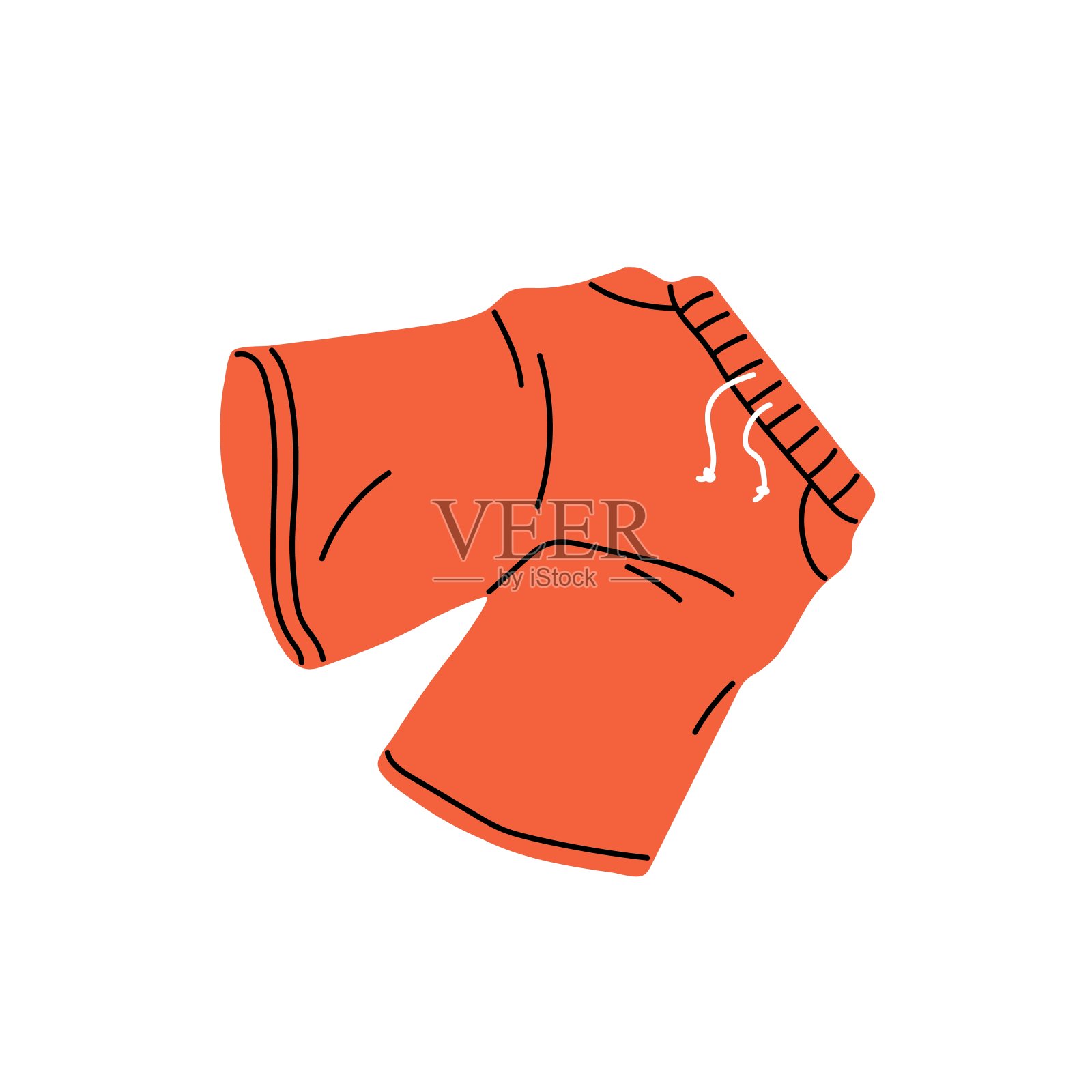 男女皆宜的拉绳短裤。海滩度假的时尚裤。夏季穿着，旅行服装。运动服装，训练、健身用运动服。平面隔离矢量插图上的白色背景插画图片素材