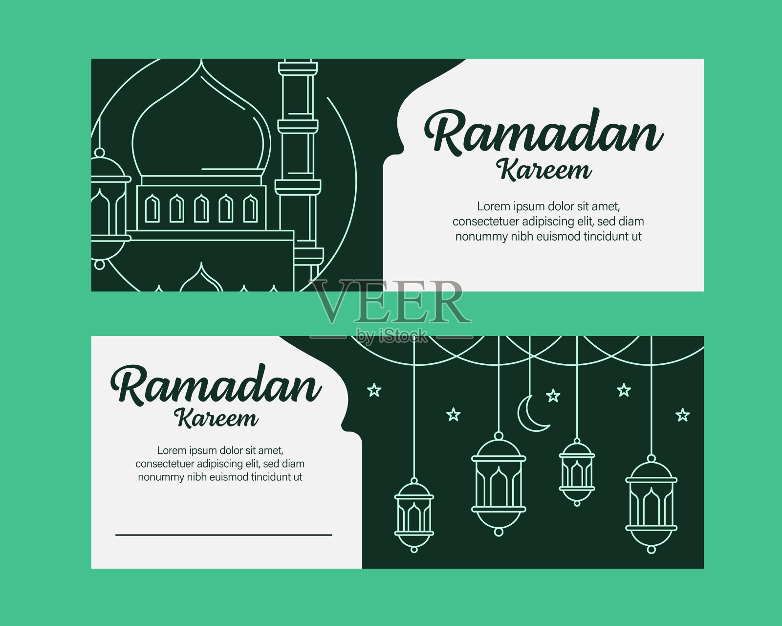 斋月卡里姆横幅模板矢量设计插画图片素材