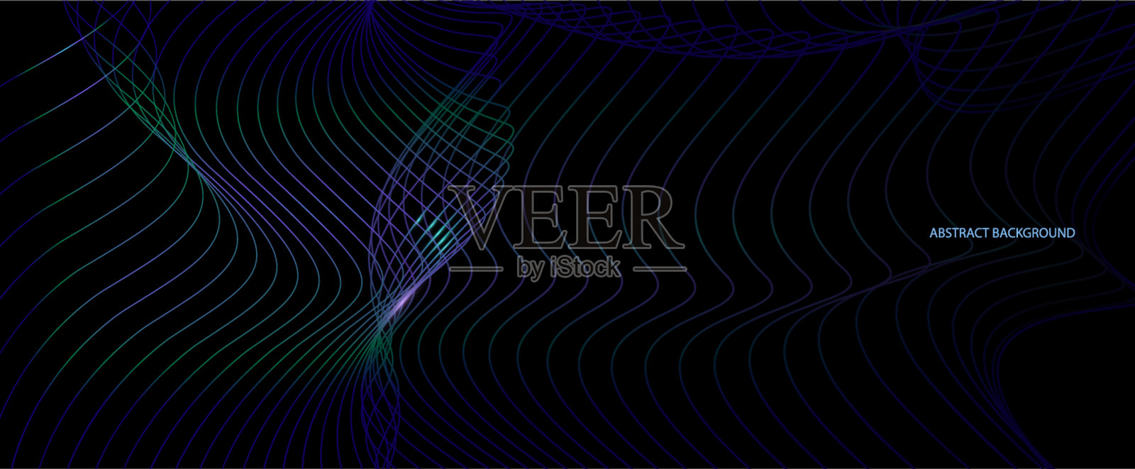 矢量波线模式平滑曲线流动的动态光隔离在黑色背景，插画图片素材