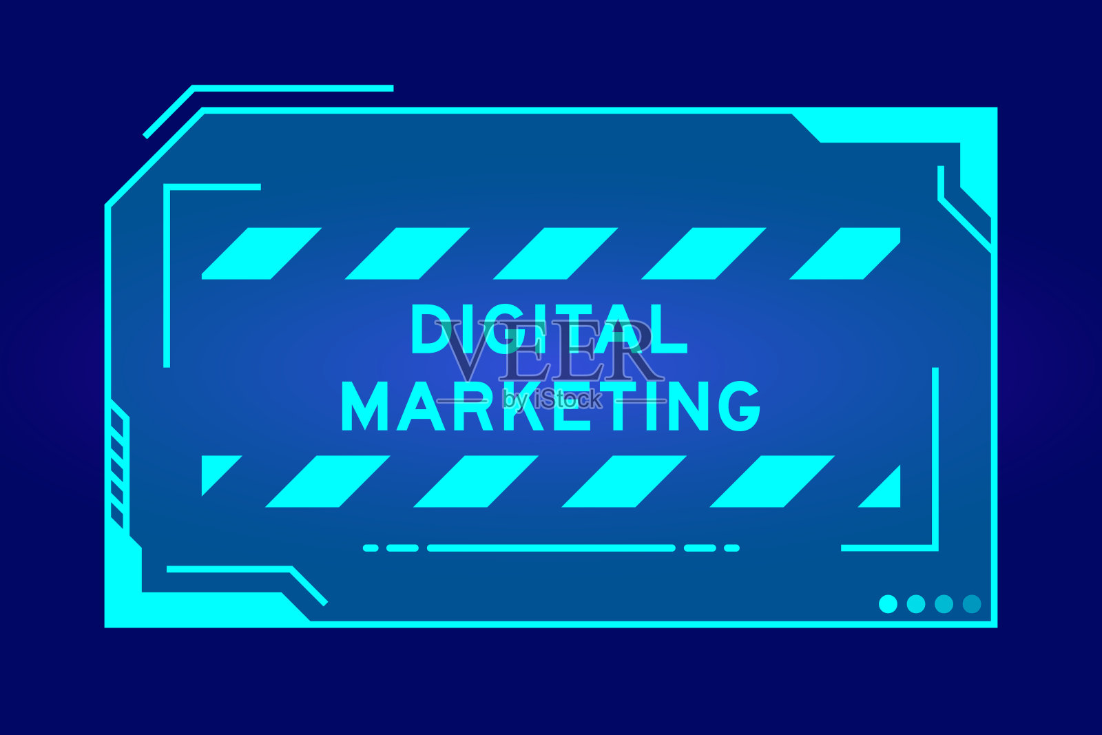 蓝色的未来hud横幅，在黑色背景的用户界面屏幕上有文字数字营销插画图片素材