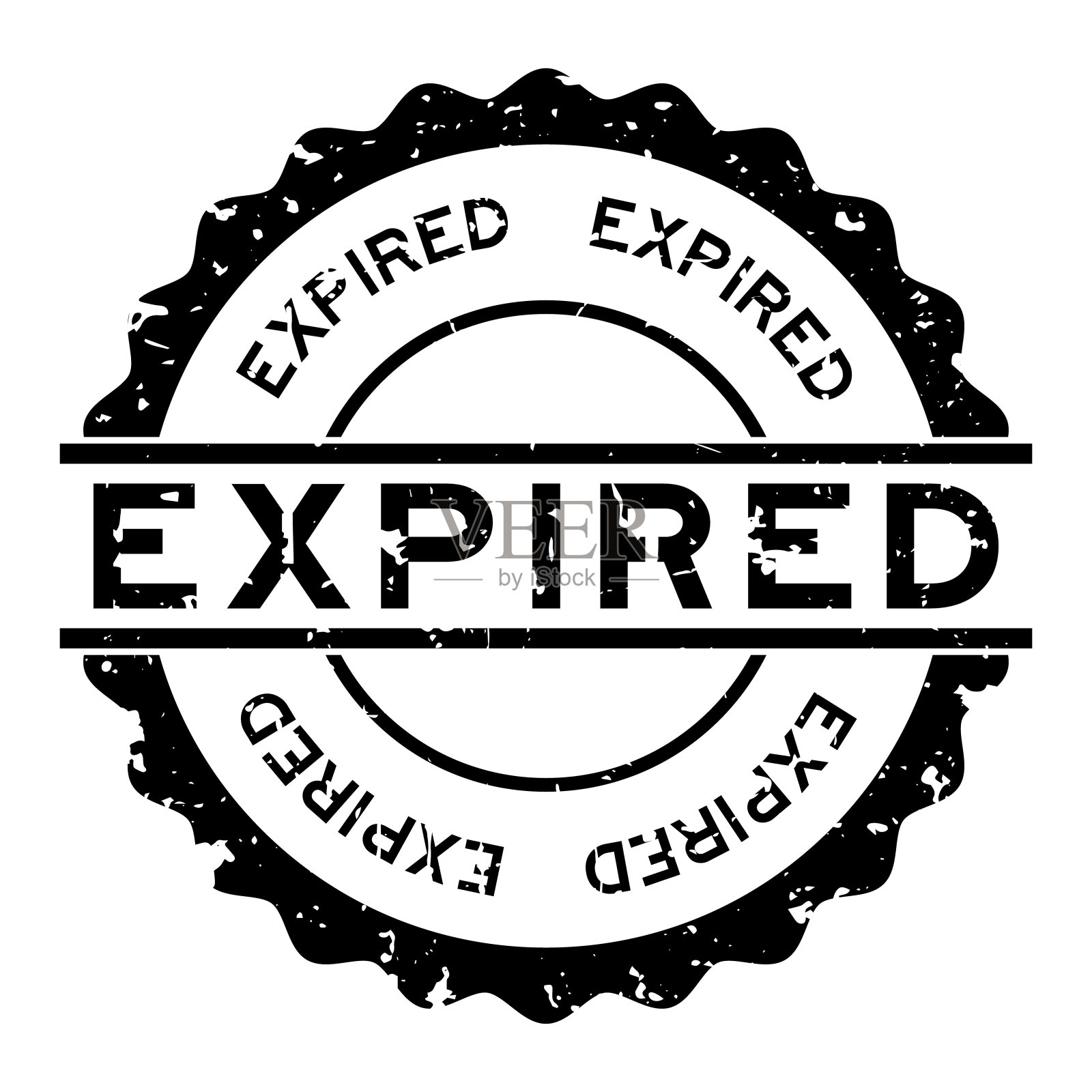 垃圾黑色过期字圆形橡胶印章在白色背景插画图片素材