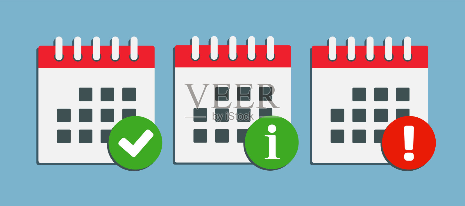 图标日历-弹出消息检查，信息，错误插画图片素材